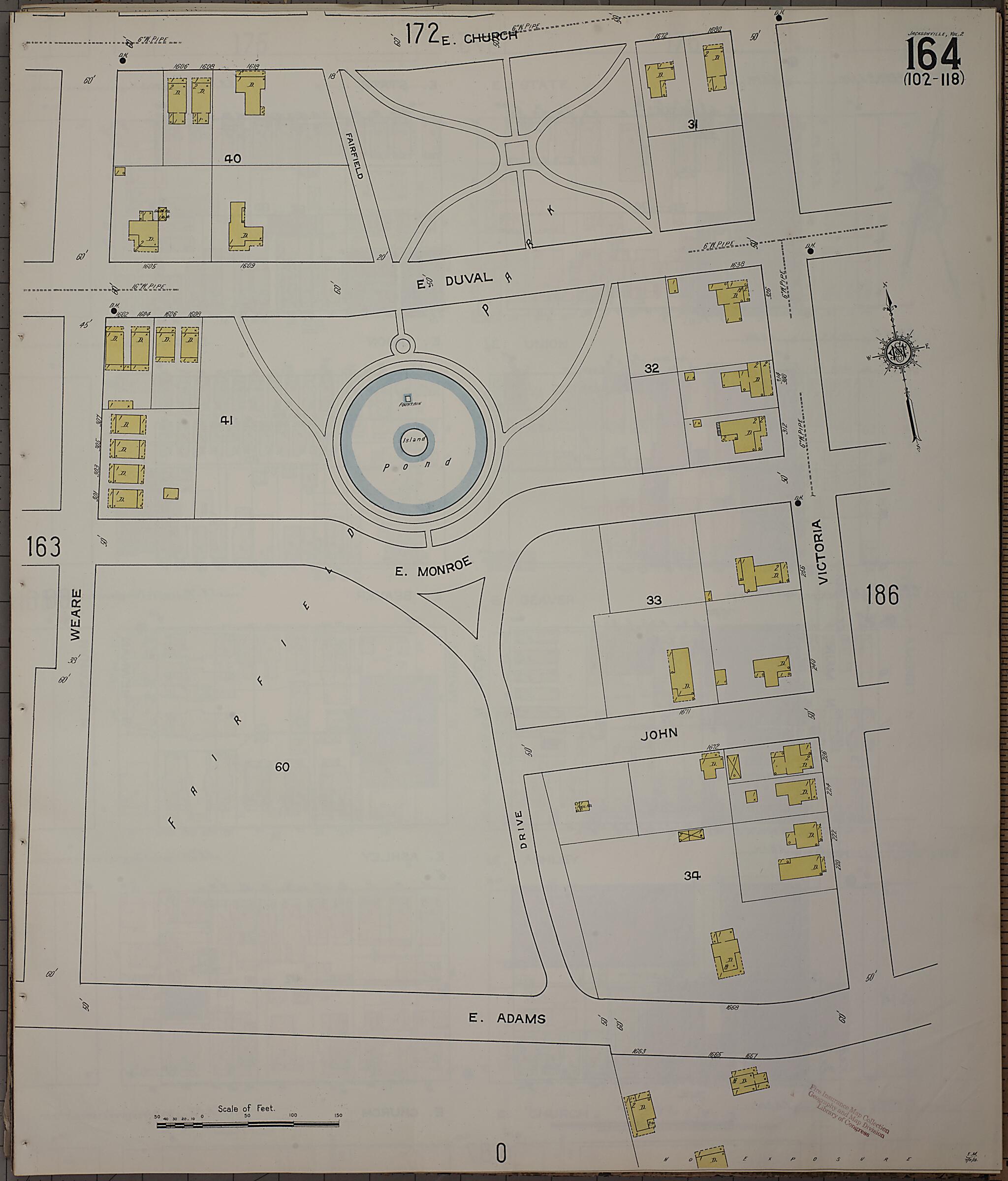 This old map of Jacksonville, Duval County, Florida was created by Sanborn Map Company in 1913