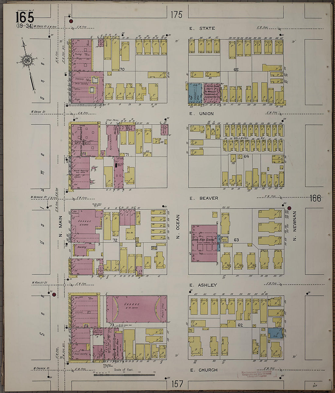 This old map of Jacksonville, Duval County, Florida was created by Sanborn Map Company in 1913