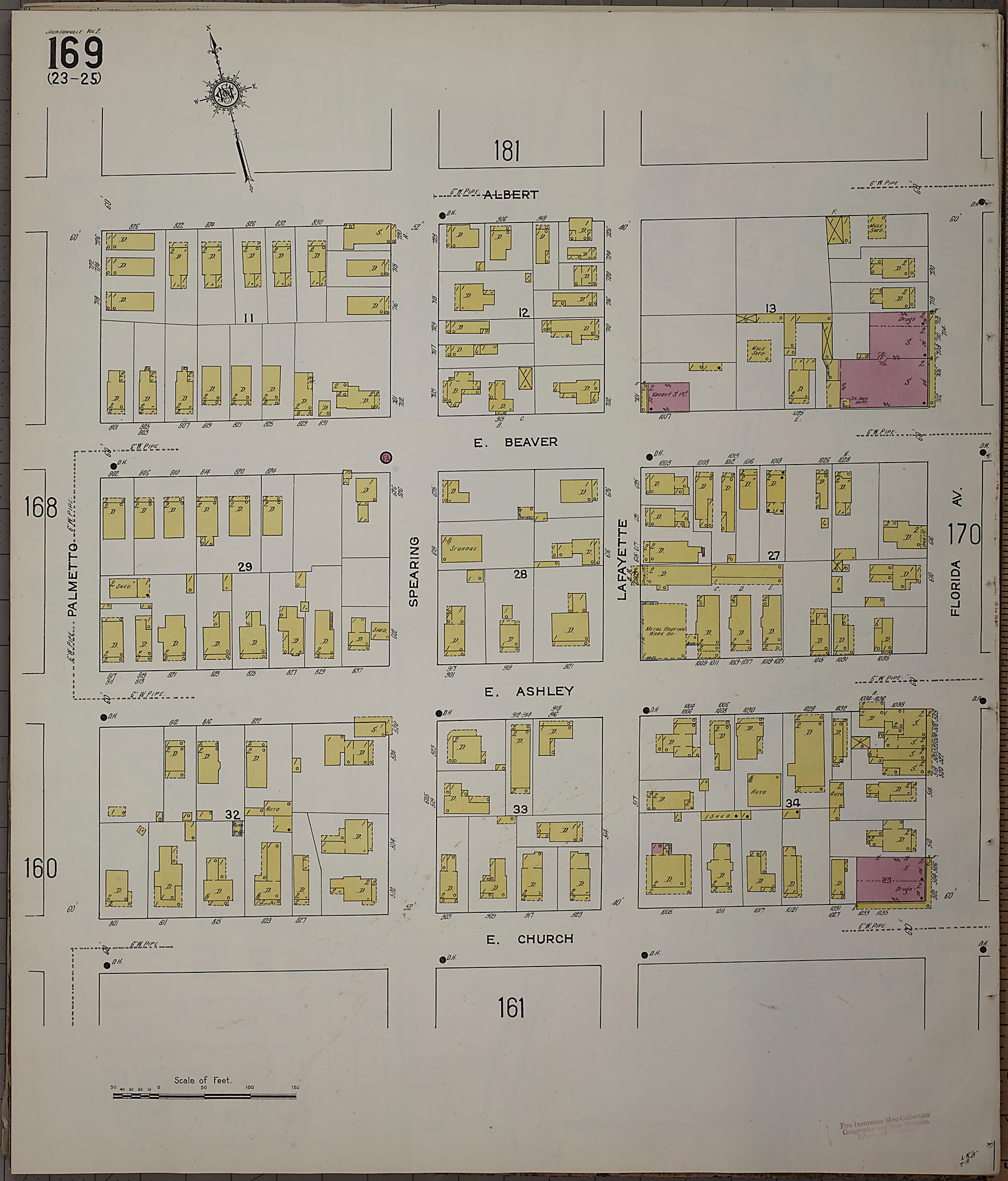This old map of Jacksonville, Duval County, Florida was created by Sanborn Map Company in 1913