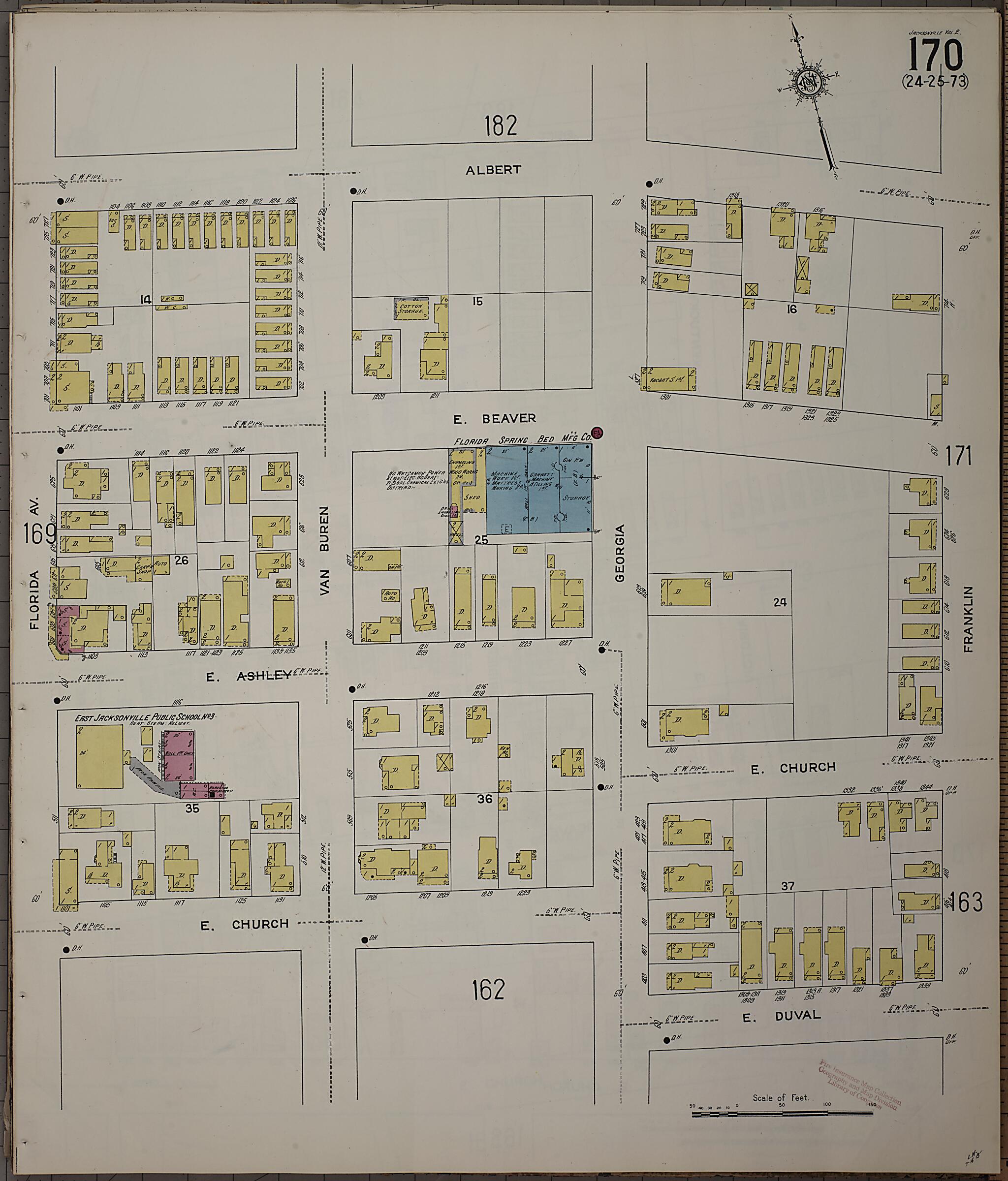 This old map of Jacksonville, Duval County, Florida was created by Sanborn Map Company in 1913