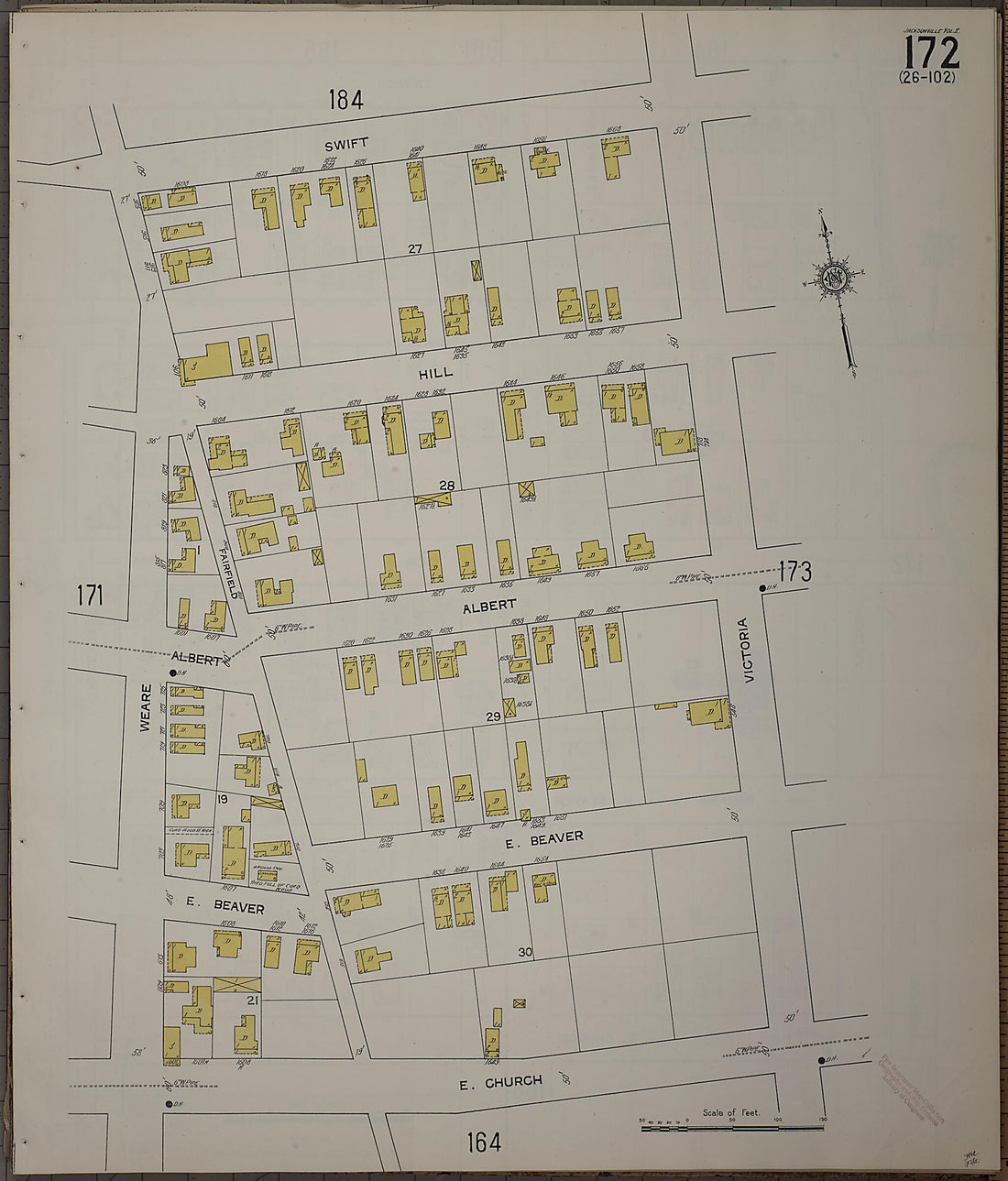 This old map of Jacksonville, Duval County, Florida was created by Sanborn Map Company in 1913