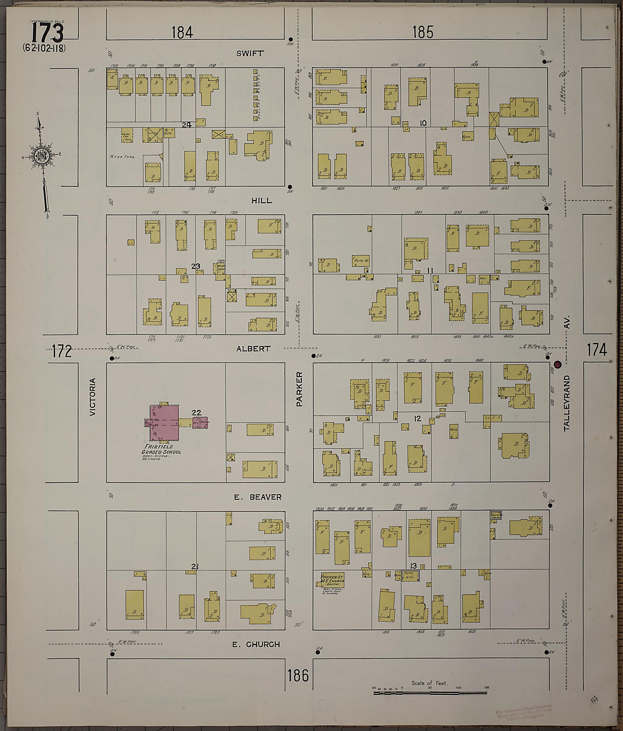 This old map of Jacksonville, Duval County, Florida was created by Sanborn Map Company in 1913