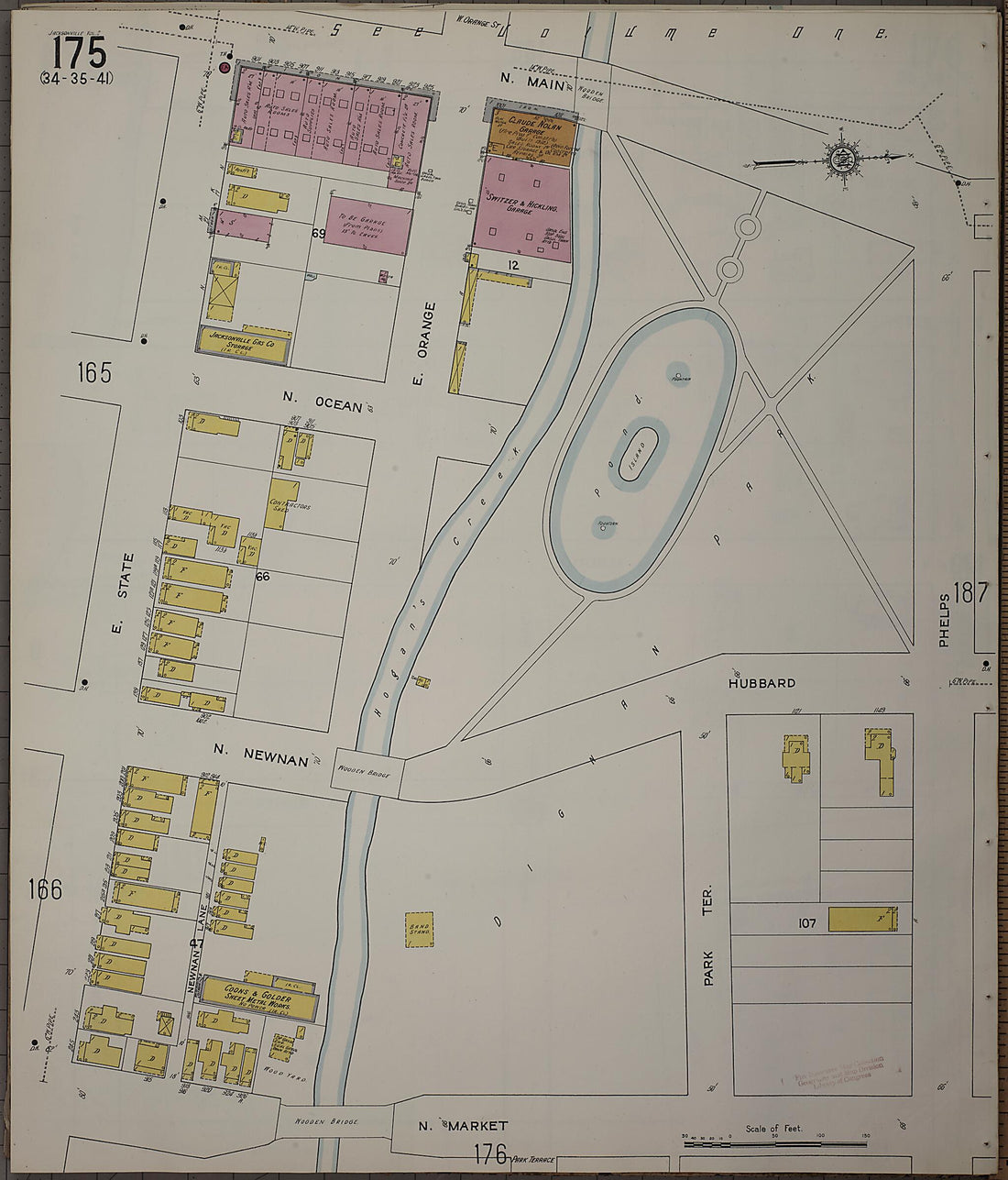 This old map of Jacksonville, Duval County, Florida was created by Sanborn Map Company in 1913