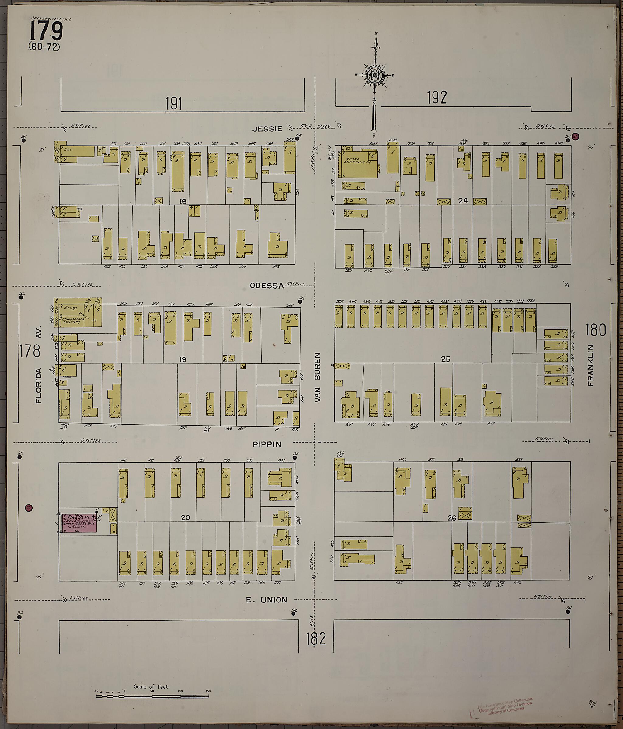 This old map of Jacksonville, Duval County, Florida was created by Sanborn Map Company in 1913