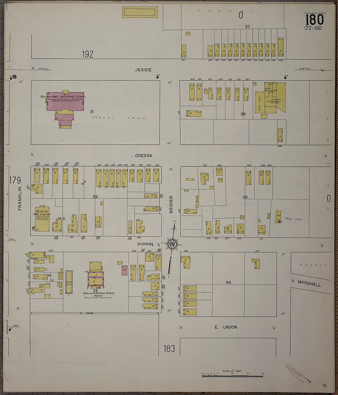 This old map of Jacksonville, Duval County, Florida was created by Sanborn Map Company in 1913