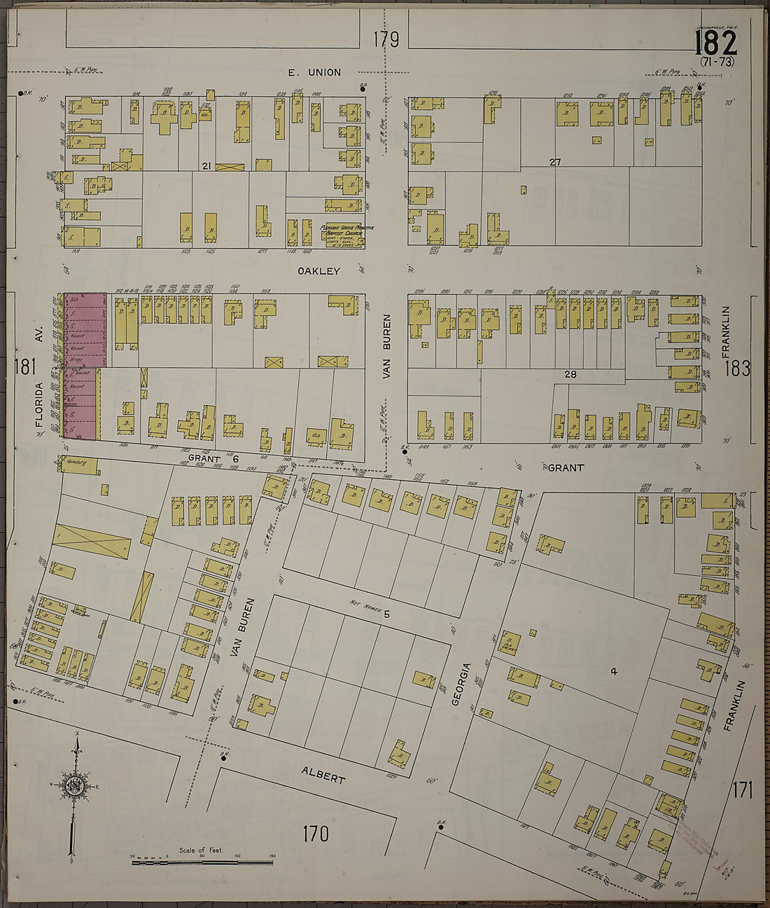 This old map of Jacksonville, Duval County, Florida was created by Sanborn Map Company in 1913