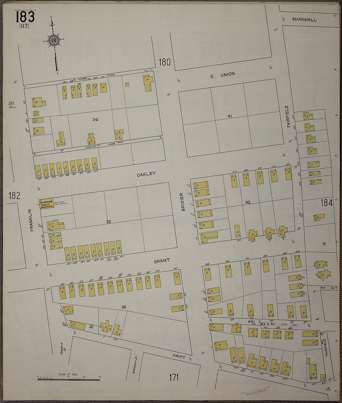 This old map of Jacksonville, Duval County, Florida was created by Sanborn Map Company in 1913