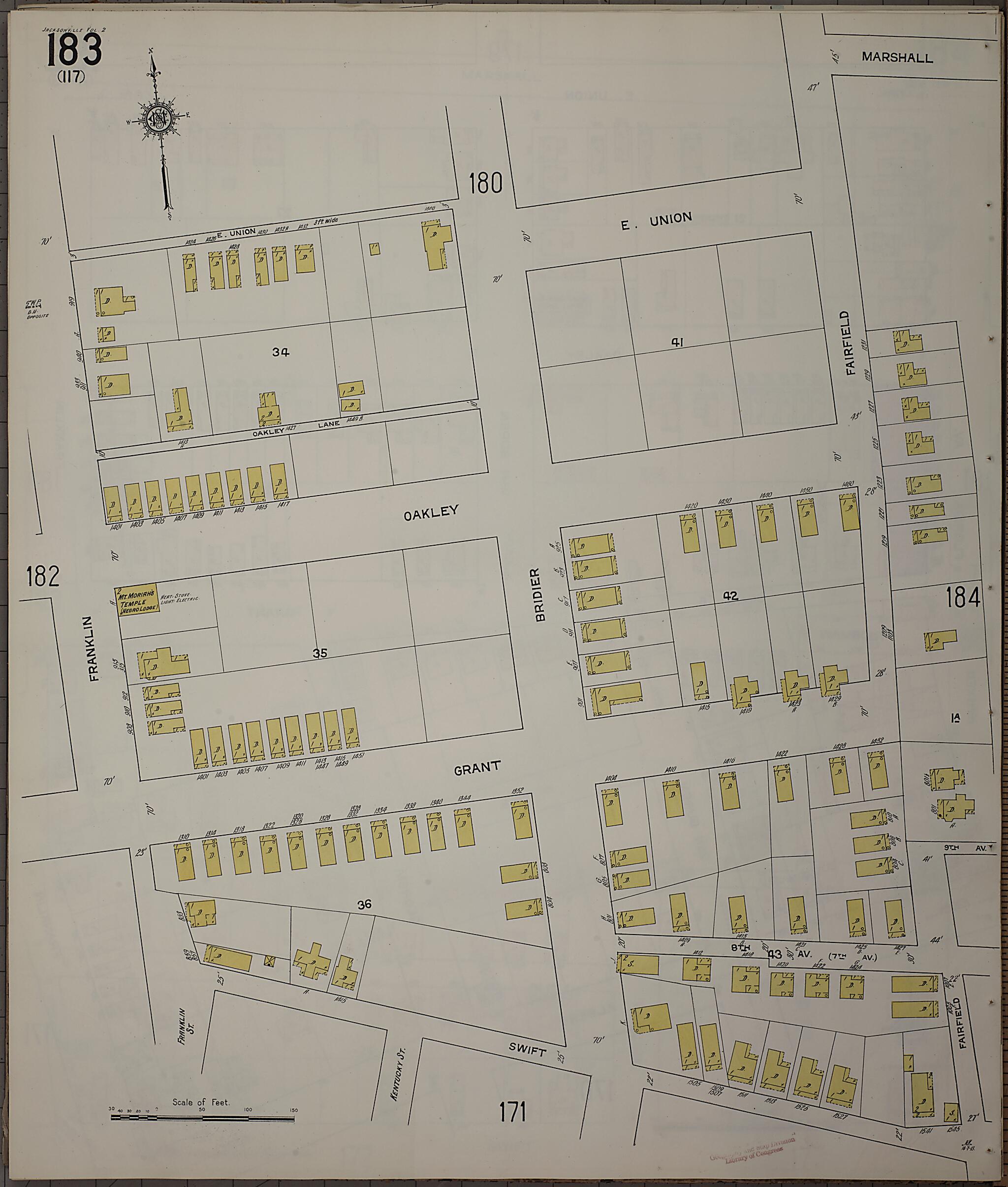 This old map of Jacksonville, Duval County, Florida was created by Sanborn Map Company in 1913