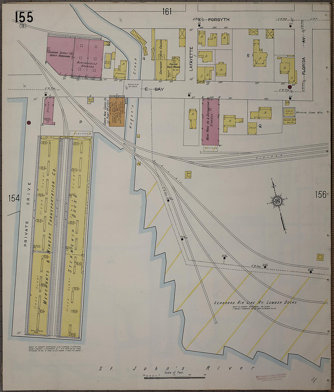 This old map of Jacksonville, Duval County, Florida was created by Sanborn Map Company in 1913