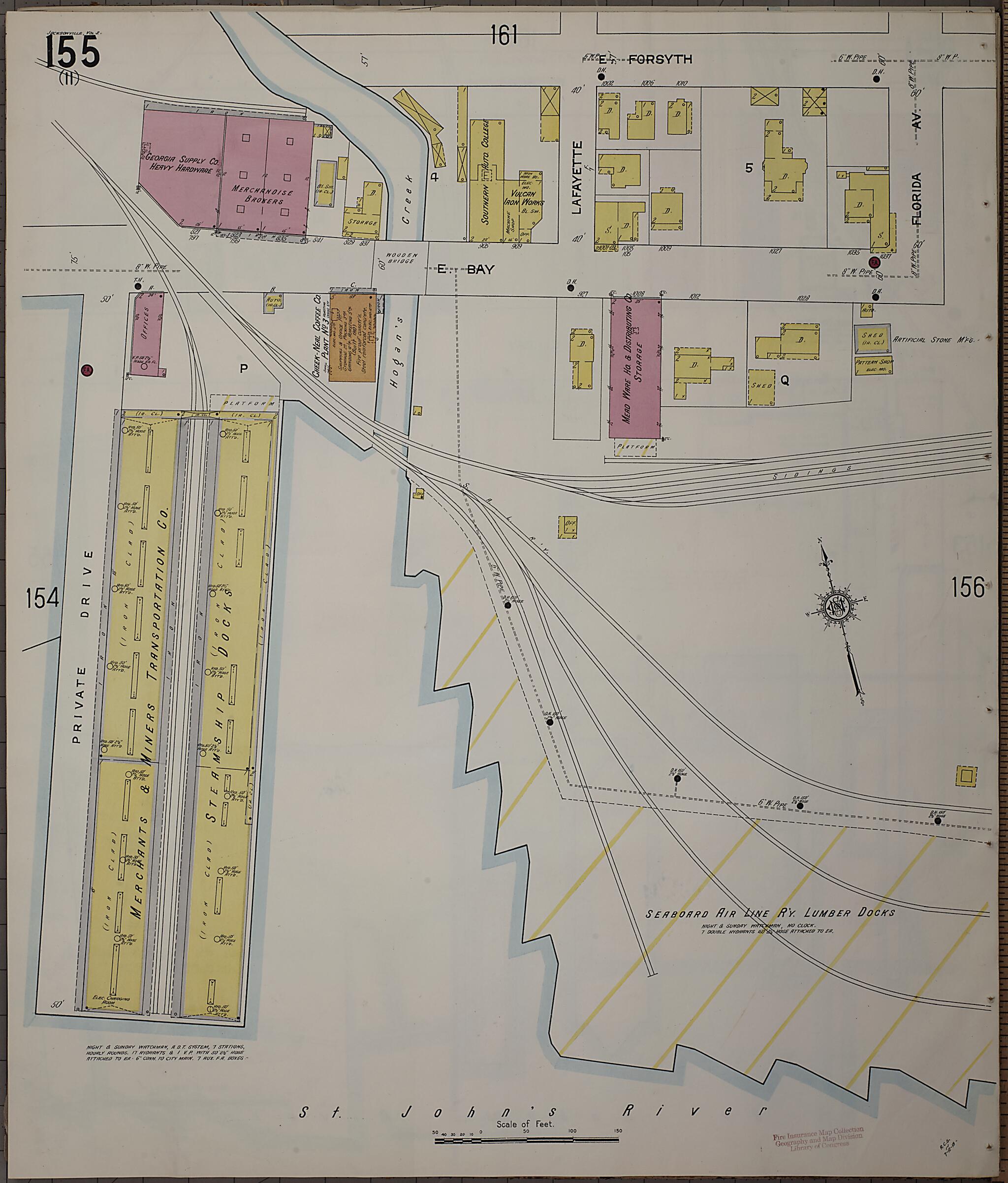 This old map of Jacksonville, Duval County, Florida was created by Sanborn Map Company in 1913