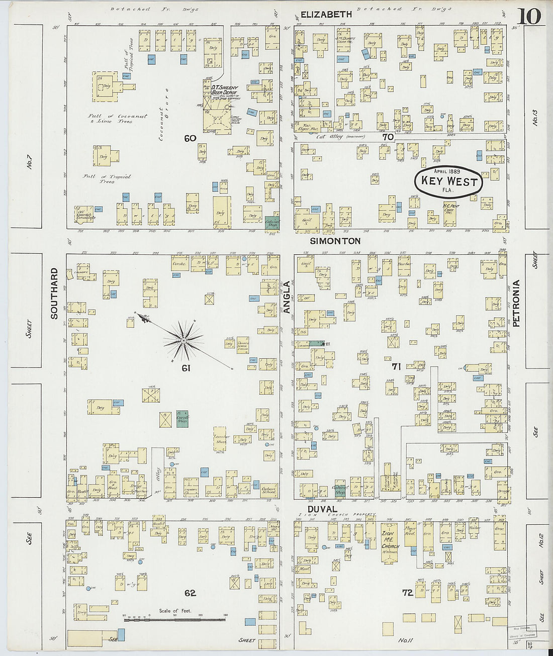 This old map of Key West, Monroe County, Florida was created by Sanborn Map Company in 1889
