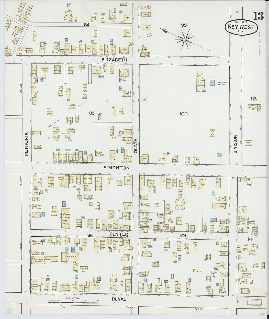This old map of Key West, Monroe County, Florida was created by Sanborn Map Company in 1889