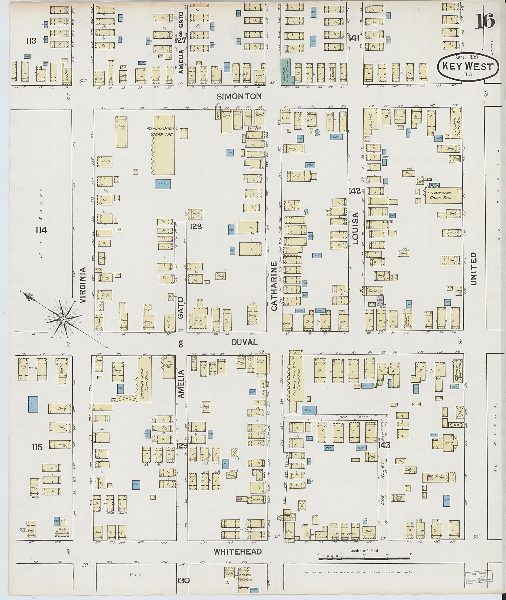 This old map of Key West, Monroe County, Florida was created by Sanborn Map Company in 1889