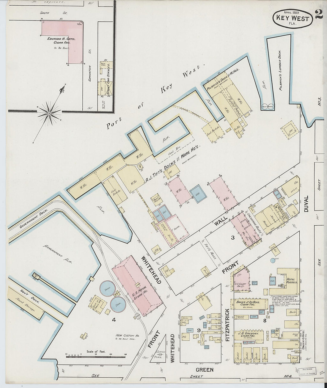 This old map of Key West, Monroe County, Florida was created by Sanborn Map Company in 1889