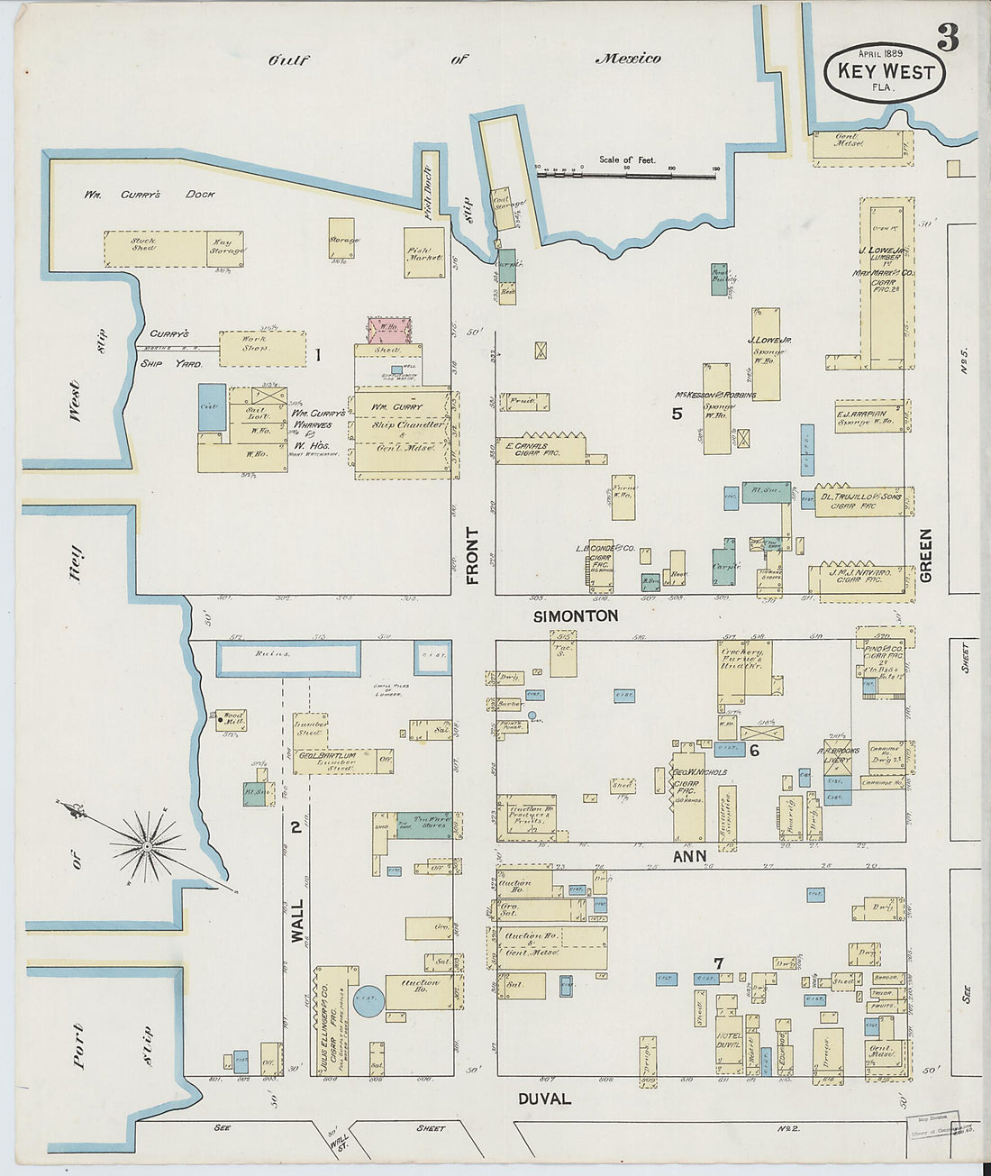 This old map of Key West, Monroe County, Florida was created by Sanborn Map Company in 1889