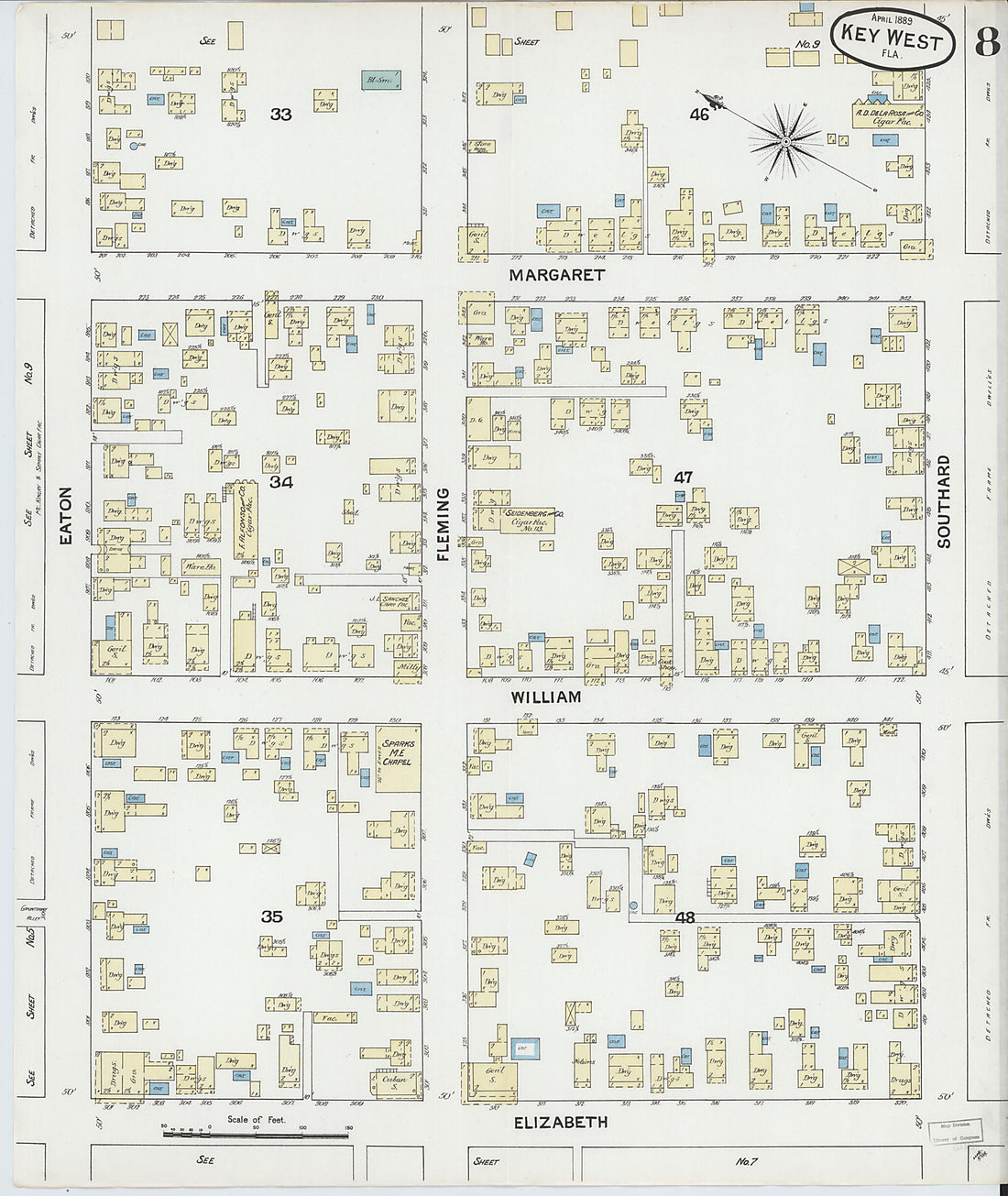 This old map of Key West, Monroe County, Florida was created by Sanborn Map Company in 1889