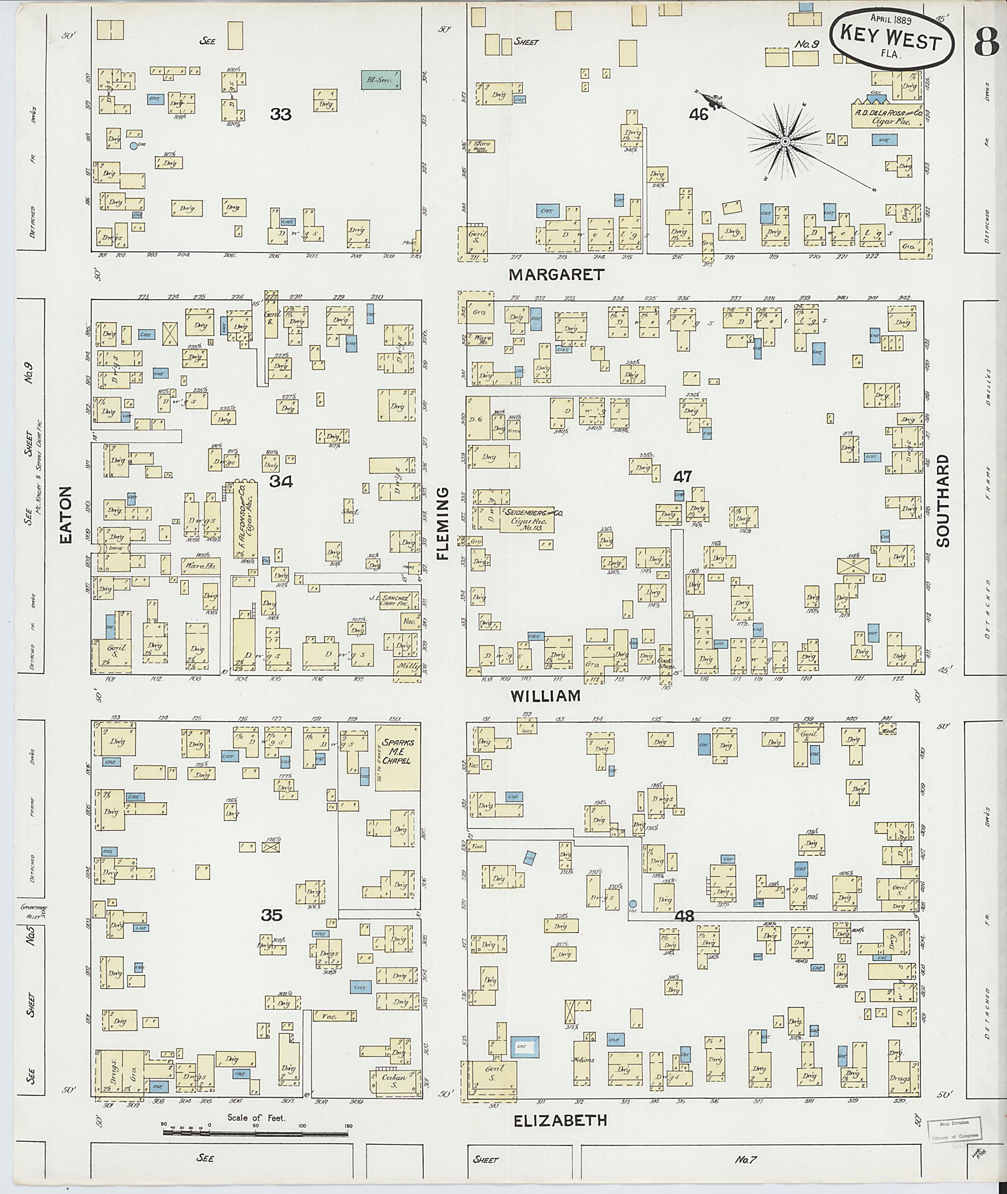 This old map of Key West, Monroe County, Florida was created by Sanborn Map Company in 1889