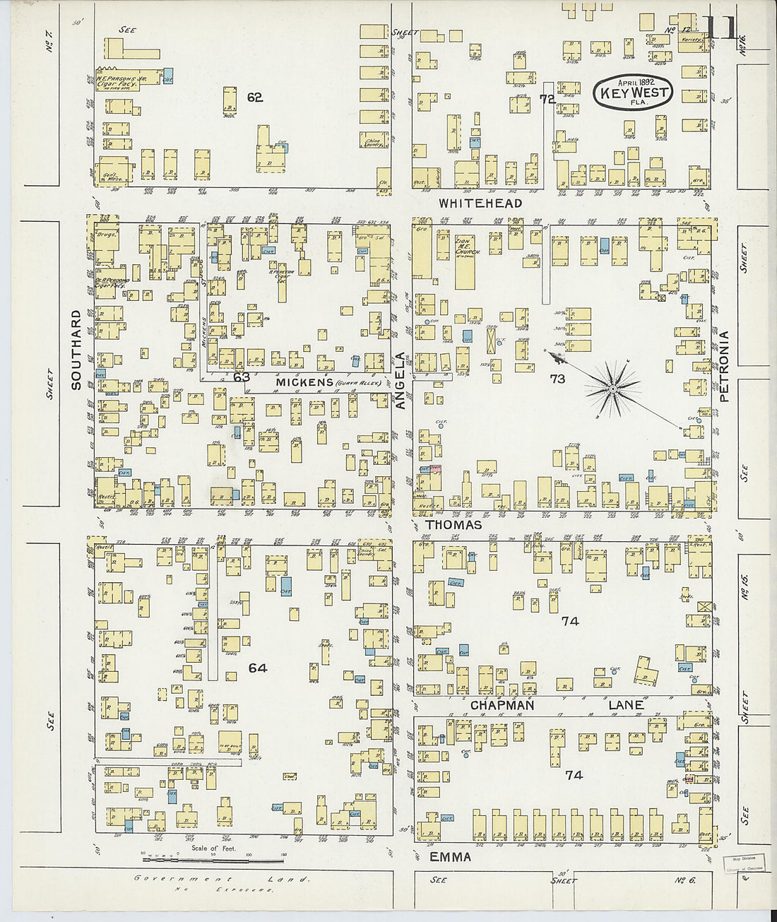 This old map of Key West, Monroe County, Florida was created by Sanborn Map Company in 1892