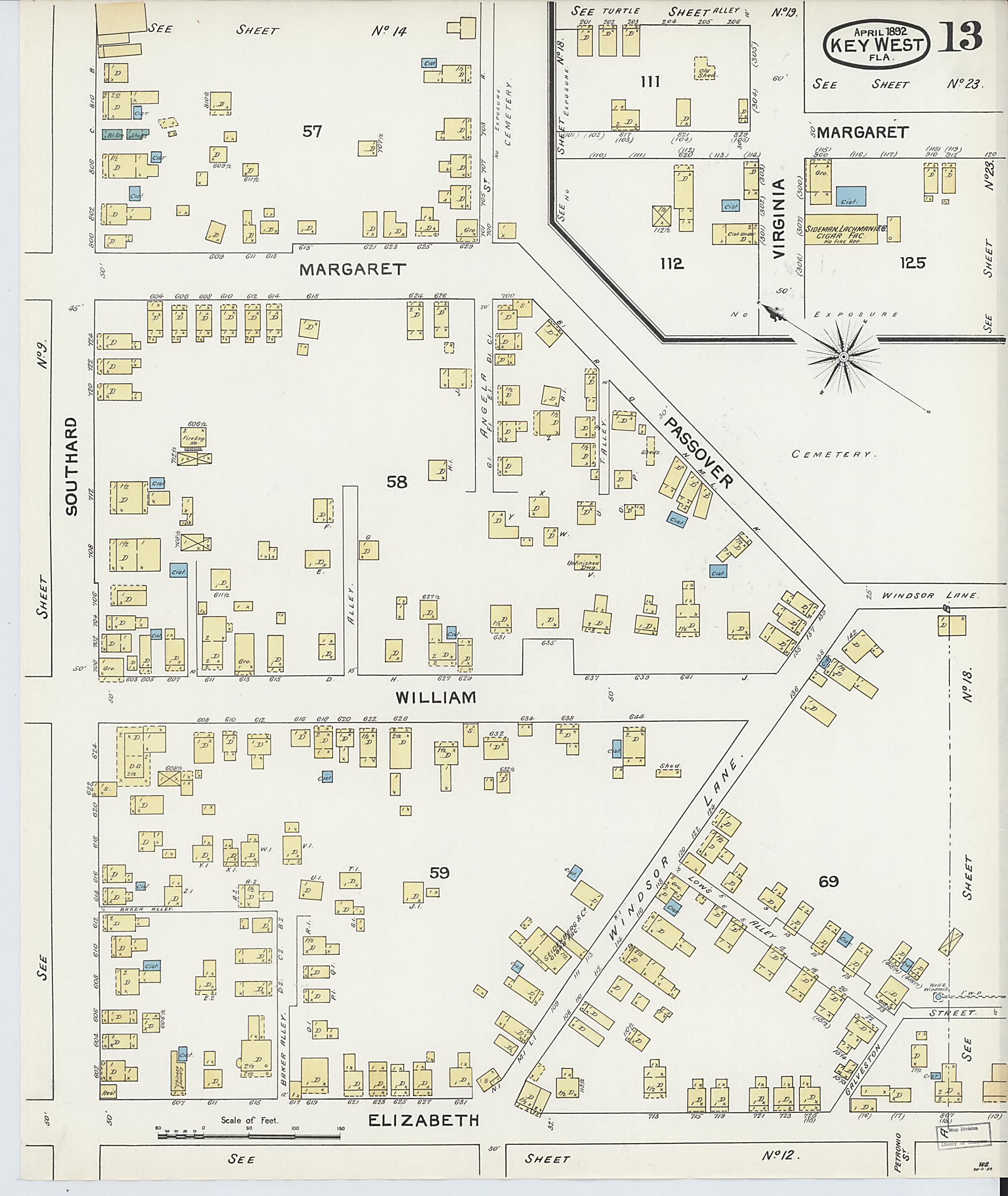 This old map of Key West, Monroe County, Florida was created by Sanborn Map Company in 1892