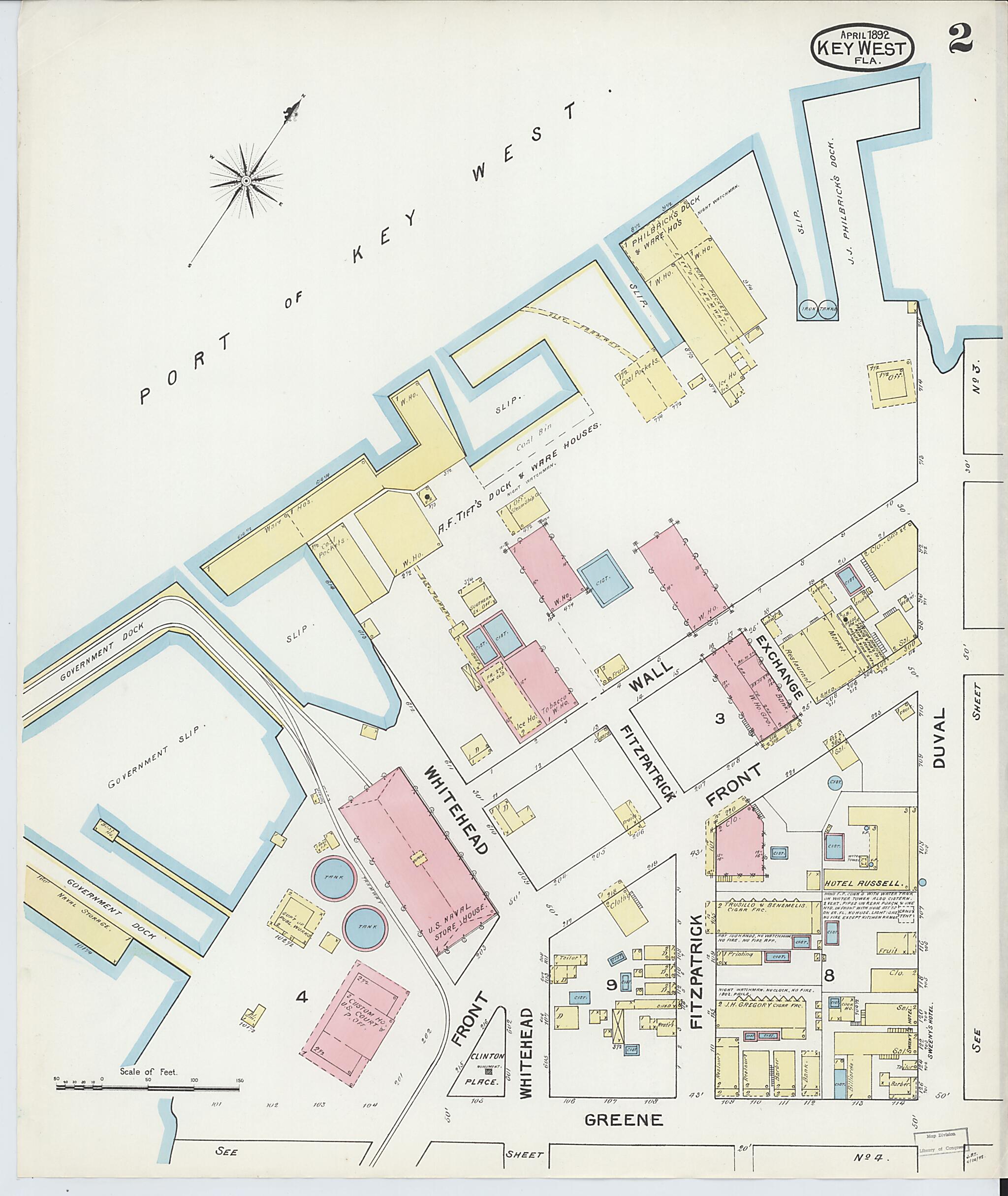 This old map of Key West, Monroe County, Florida was created by Sanborn Map Company in 1892