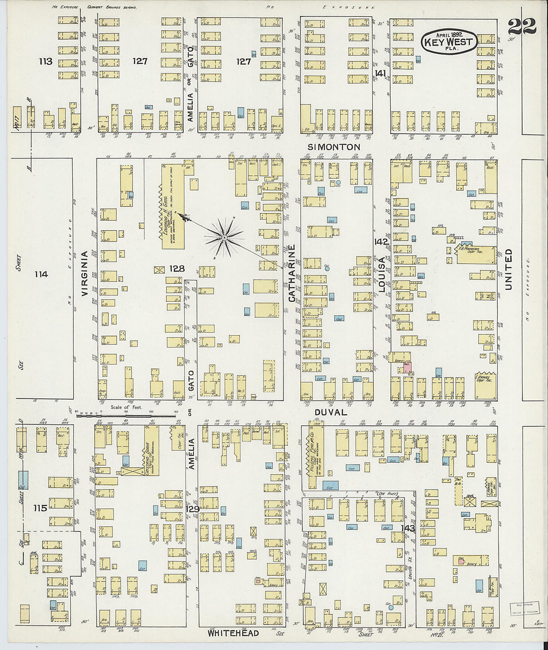 This old map of Key West, Monroe County, Florida was created by Sanborn Map Company in 1892
