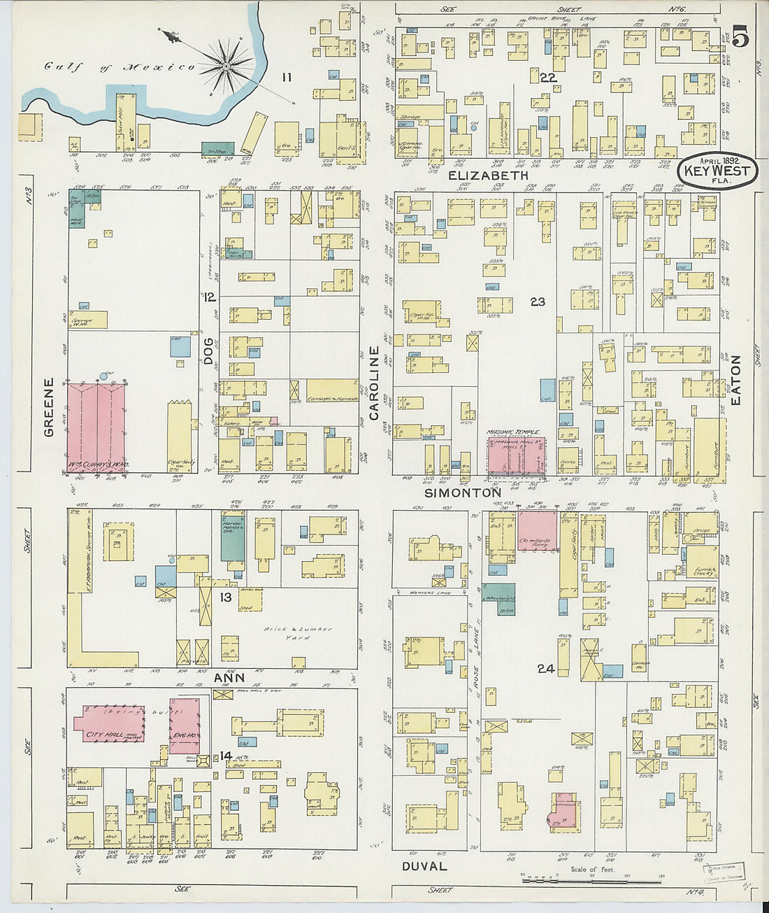 This old map of Key West, Monroe County, Florida was created by Sanborn Map Company in 1892