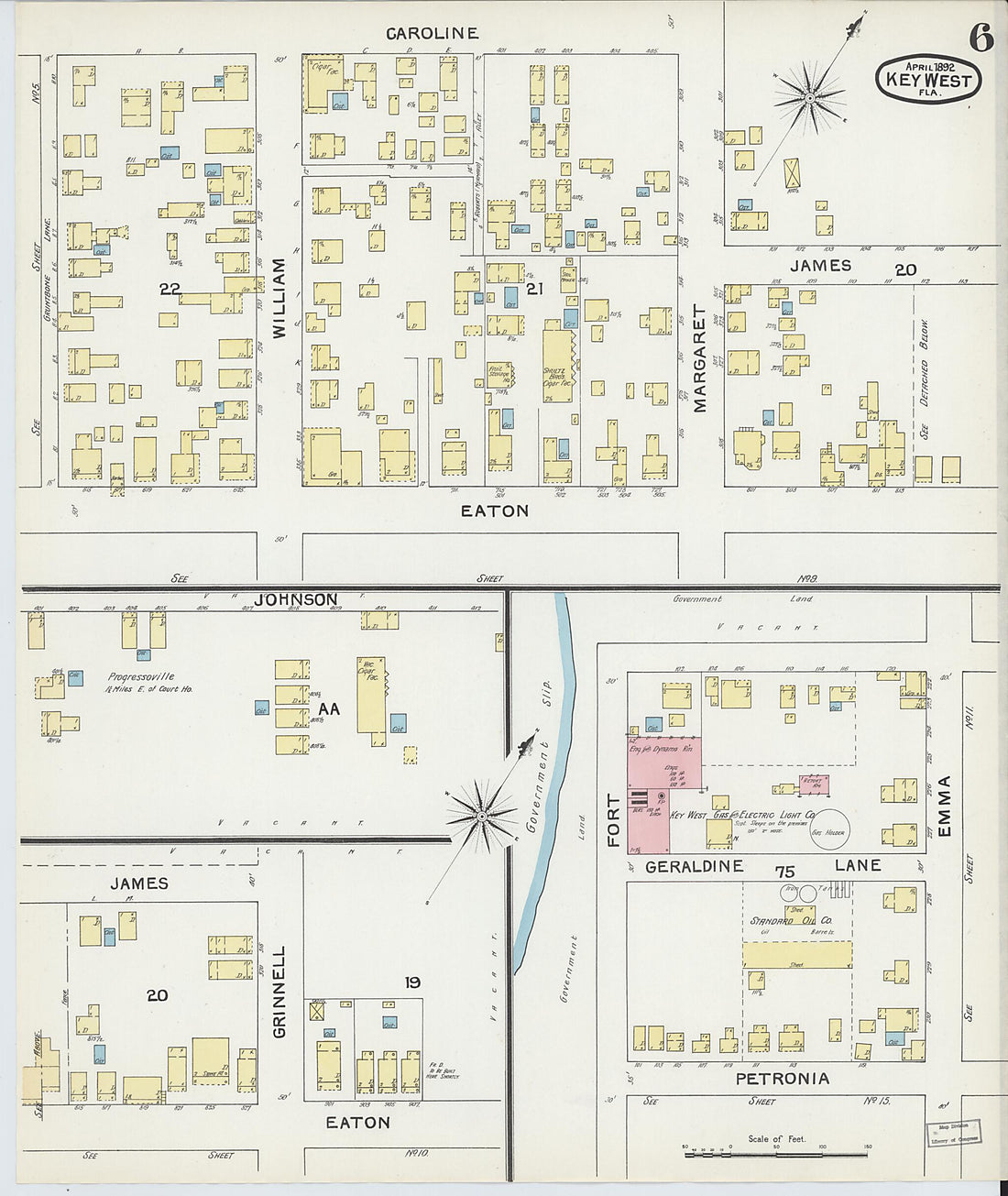 This old map of Key West, Monroe County, Florida was created by Sanborn Map Company in 1892
