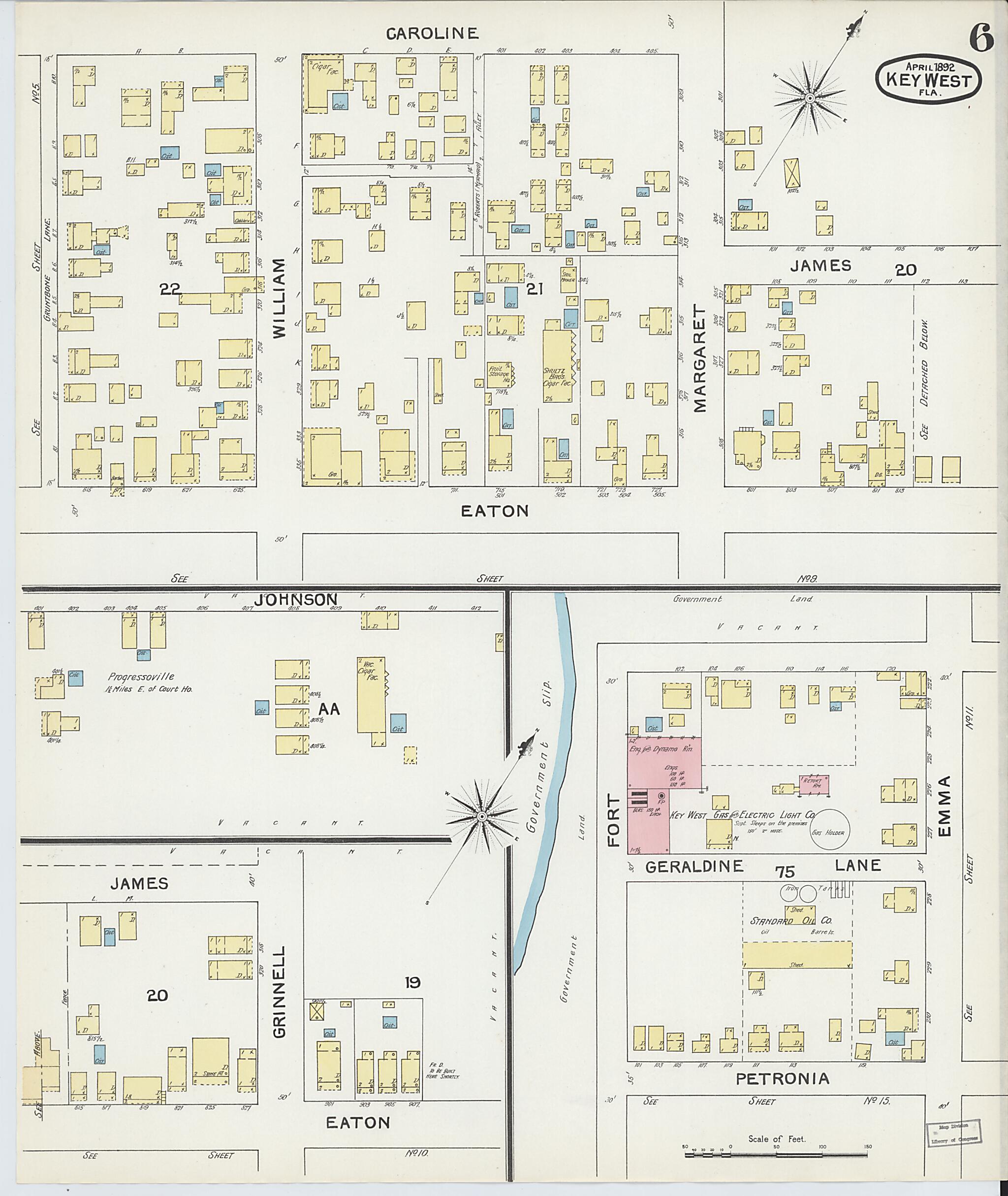 This old map of Key West, Monroe County, Florida was created by Sanborn Map Company in 1892