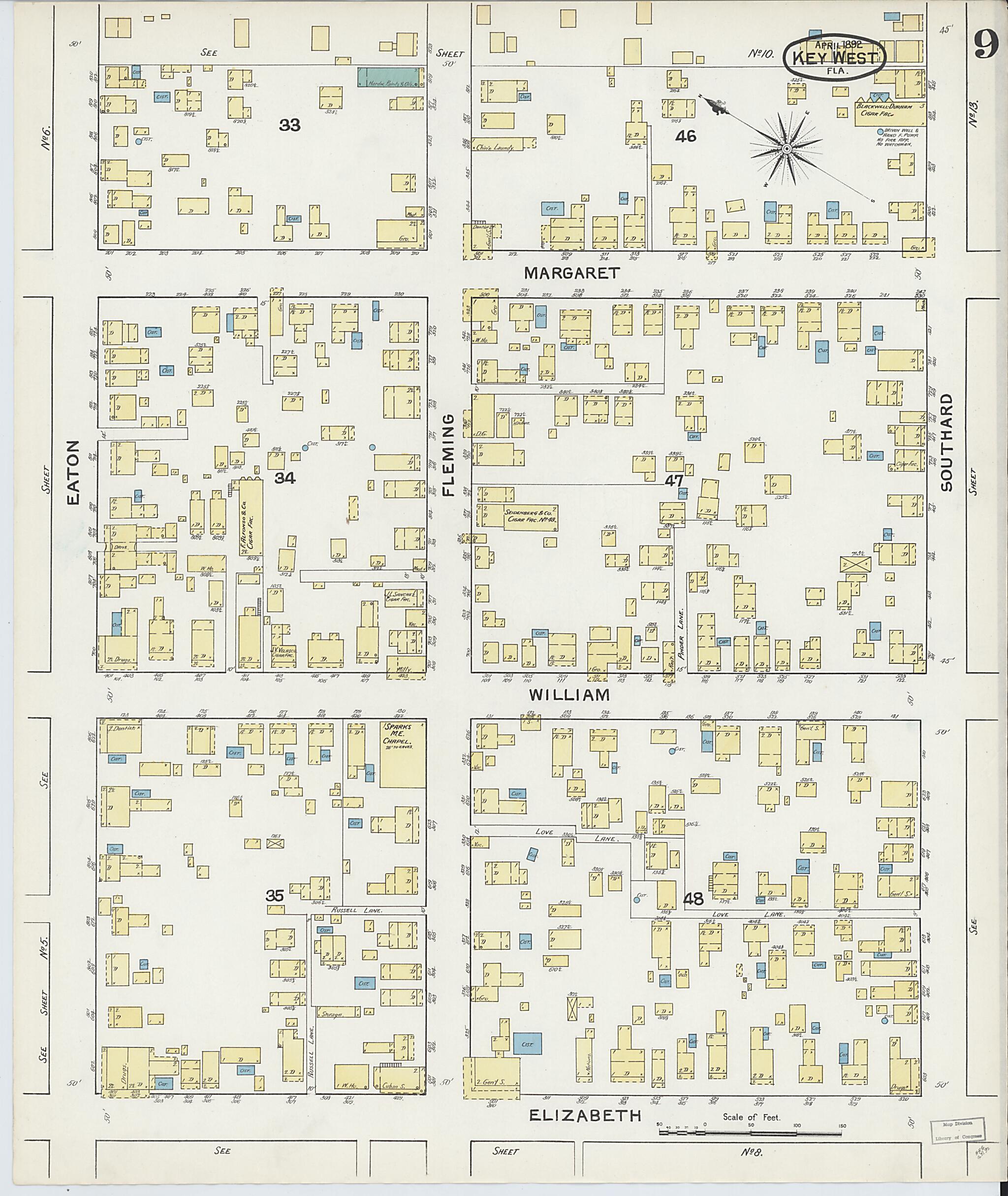 This old map of Key West, Monroe County, Florida was created by Sanborn Map Company in 1892