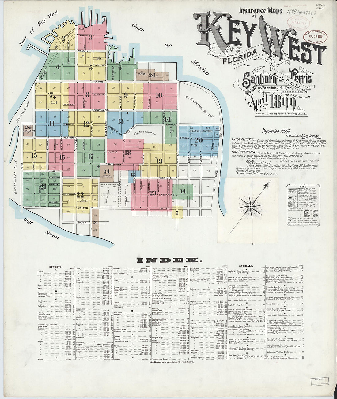 This old map of Key West, Monroe County, Florida was created by Sanborn Map Company in 1899