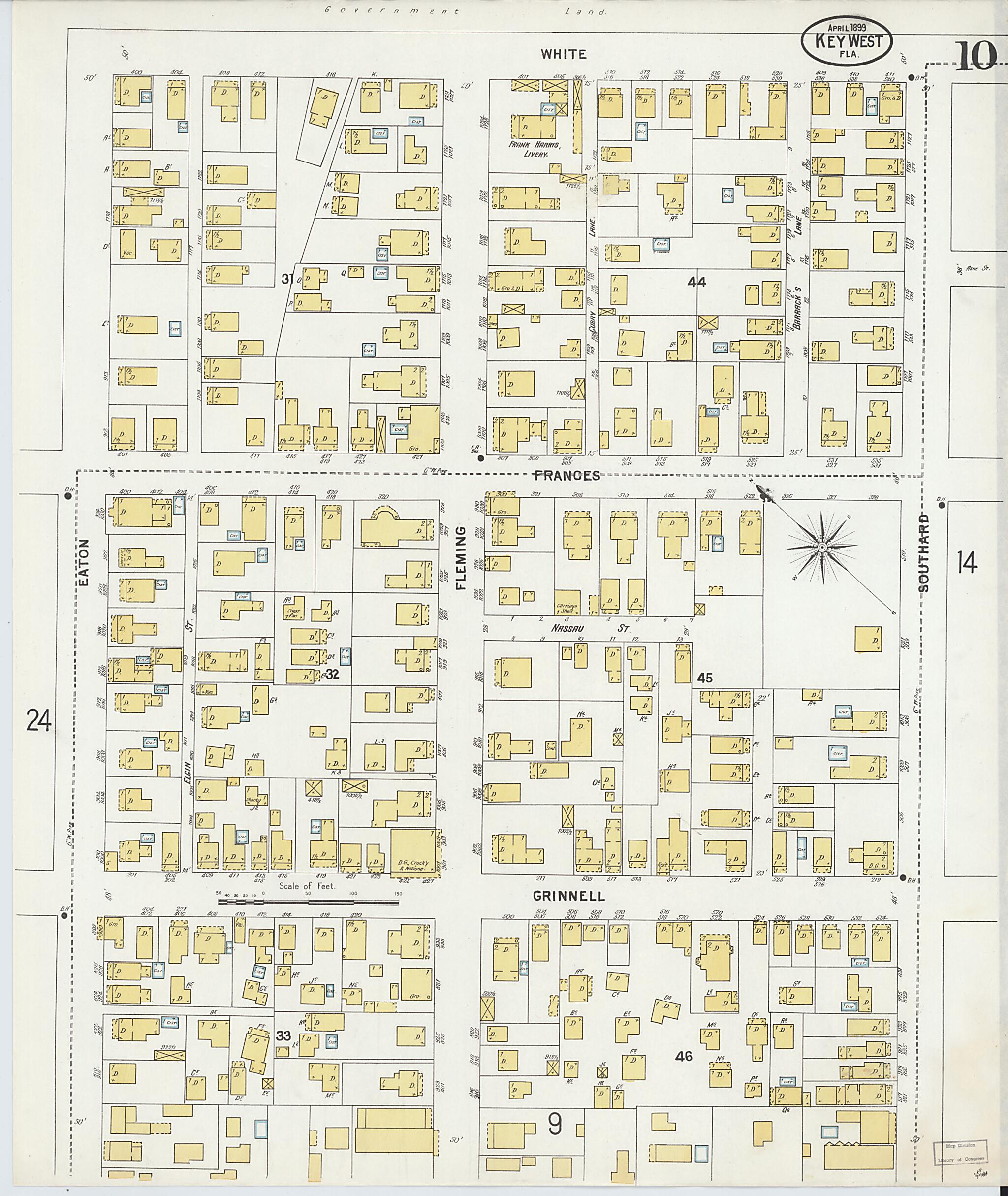 This old map of Key West, Monroe County, Florida was created by Sanborn Map Company in 1899