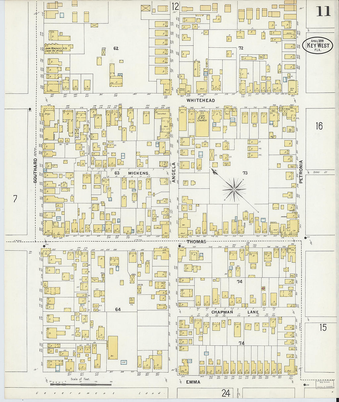 This old map of Key West, Monroe County, Florida was created by Sanborn Map Company in 1899
