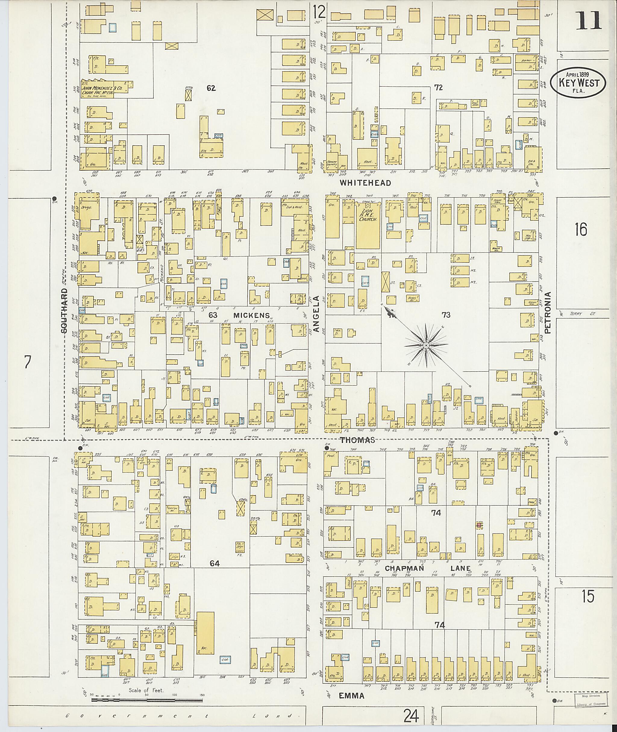 This old map of Key West, Monroe County, Florida was created by Sanborn Map Company in 1899