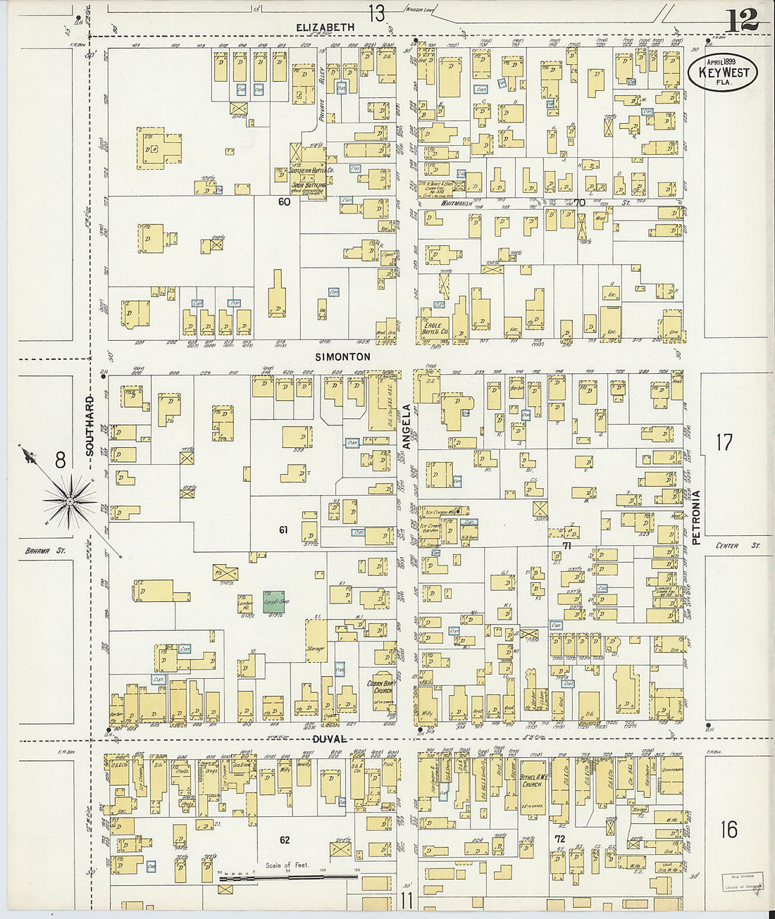 This old map of Key West, Monroe County, Florida was created by Sanborn Map Company in 1899