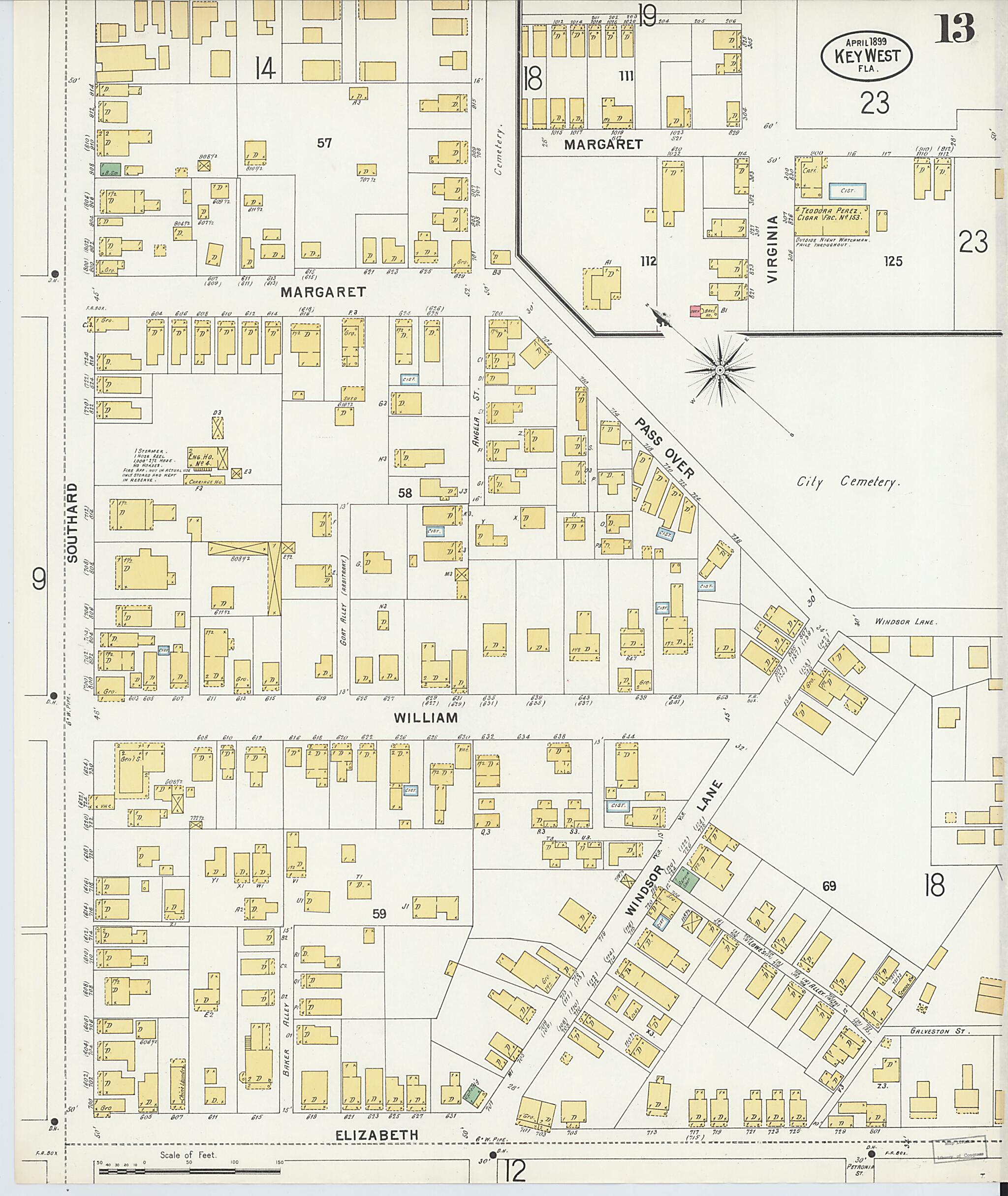 This old map of Key West, Monroe County, Florida was created by Sanborn Map Company in 1899