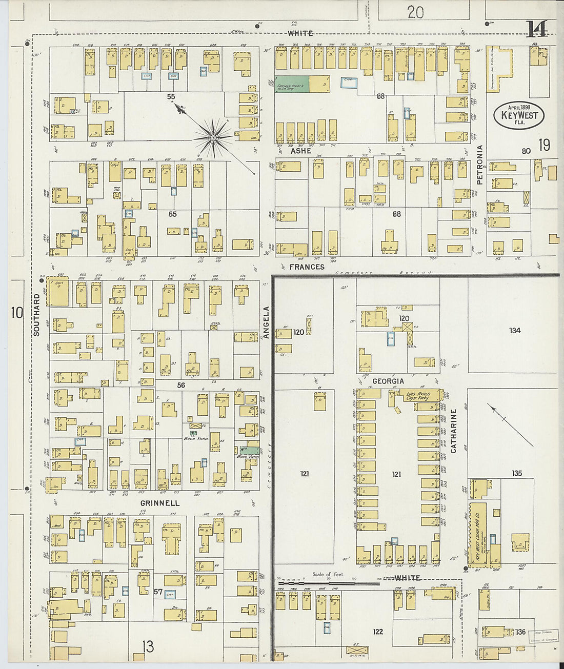 This old map of Key West, Monroe County, Florida was created by Sanborn Map Company in 1899