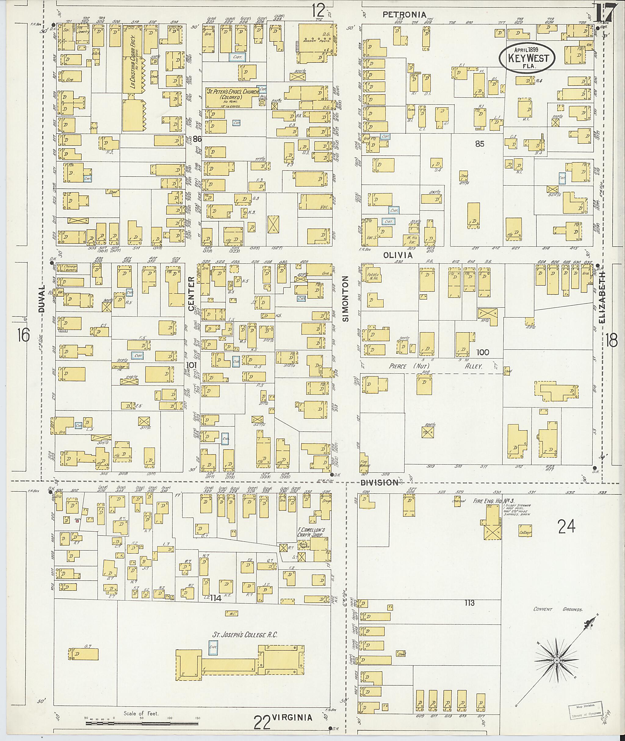 This old map of Key West, Monroe County, Florida was created by Sanborn Map Company in 1899