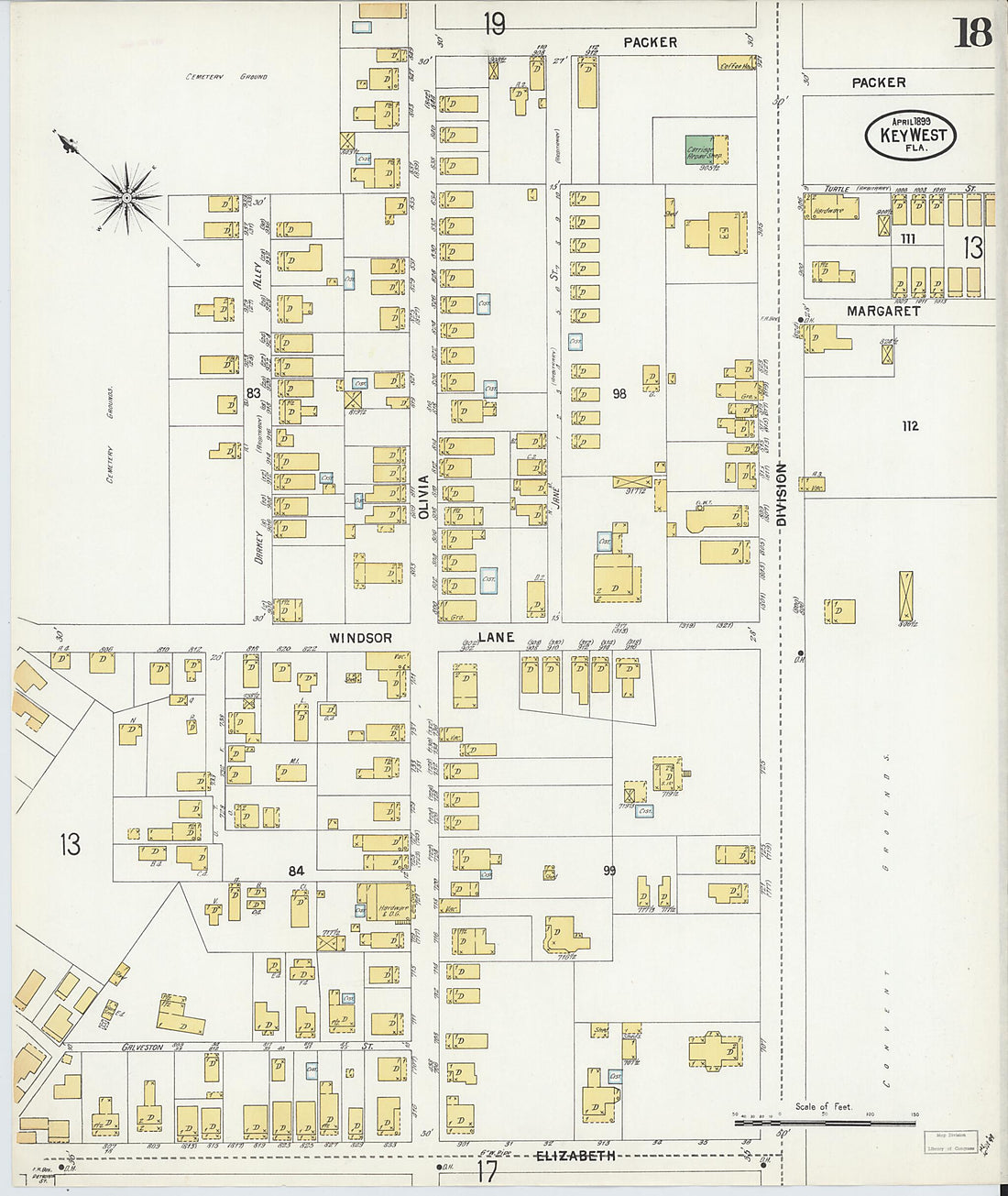 This old map of Key West, Monroe County, Florida was created by Sanborn Map Company in 1899