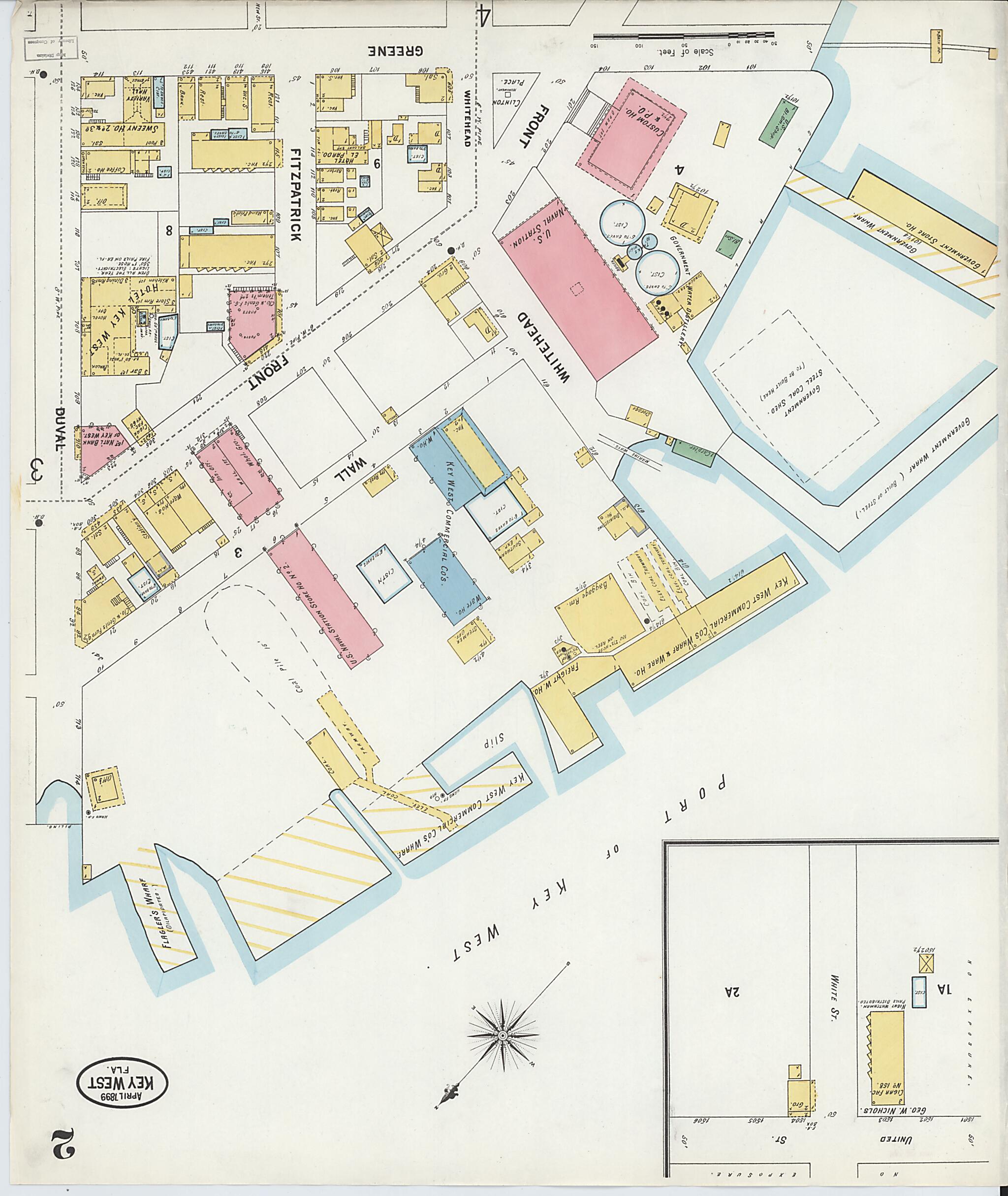 This old map of Key West, Monroe County, Florida was created by Sanborn Map Company in 1899
