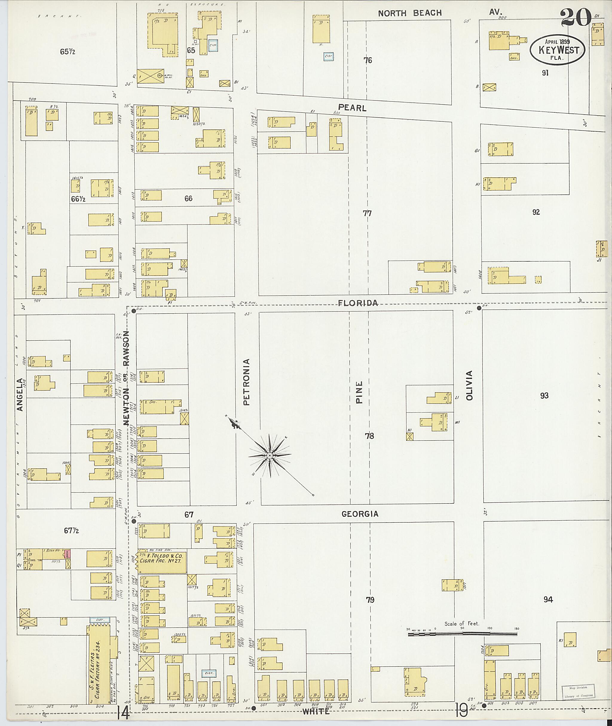 This old map of Key West, Monroe County, Florida was created by Sanborn Map Company in 1899