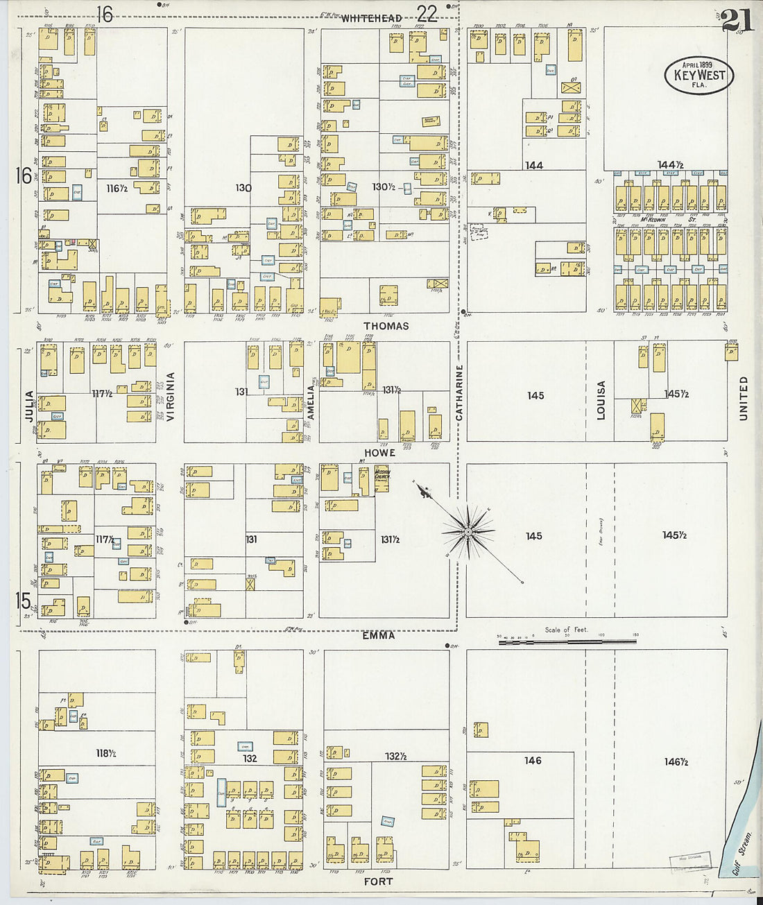 This old map of Key West, Monroe County, Florida was created by Sanborn Map Company in 1899