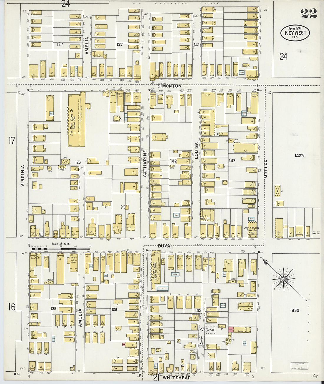 This old map of Key West, Monroe County, Florida was created by Sanborn Map Company in 1899