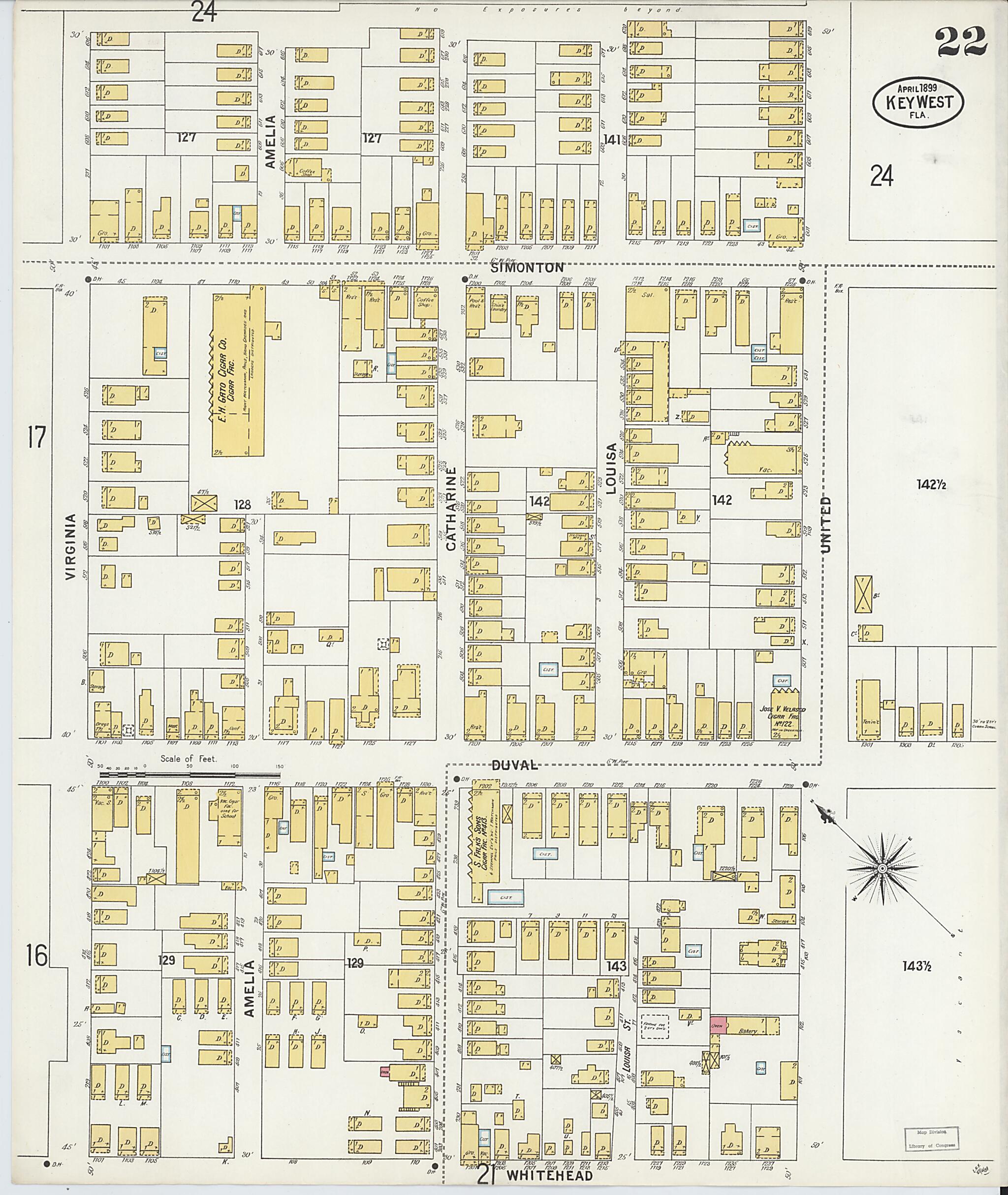 This old map of Key West, Monroe County, Florida was created by Sanborn Map Company in 1899