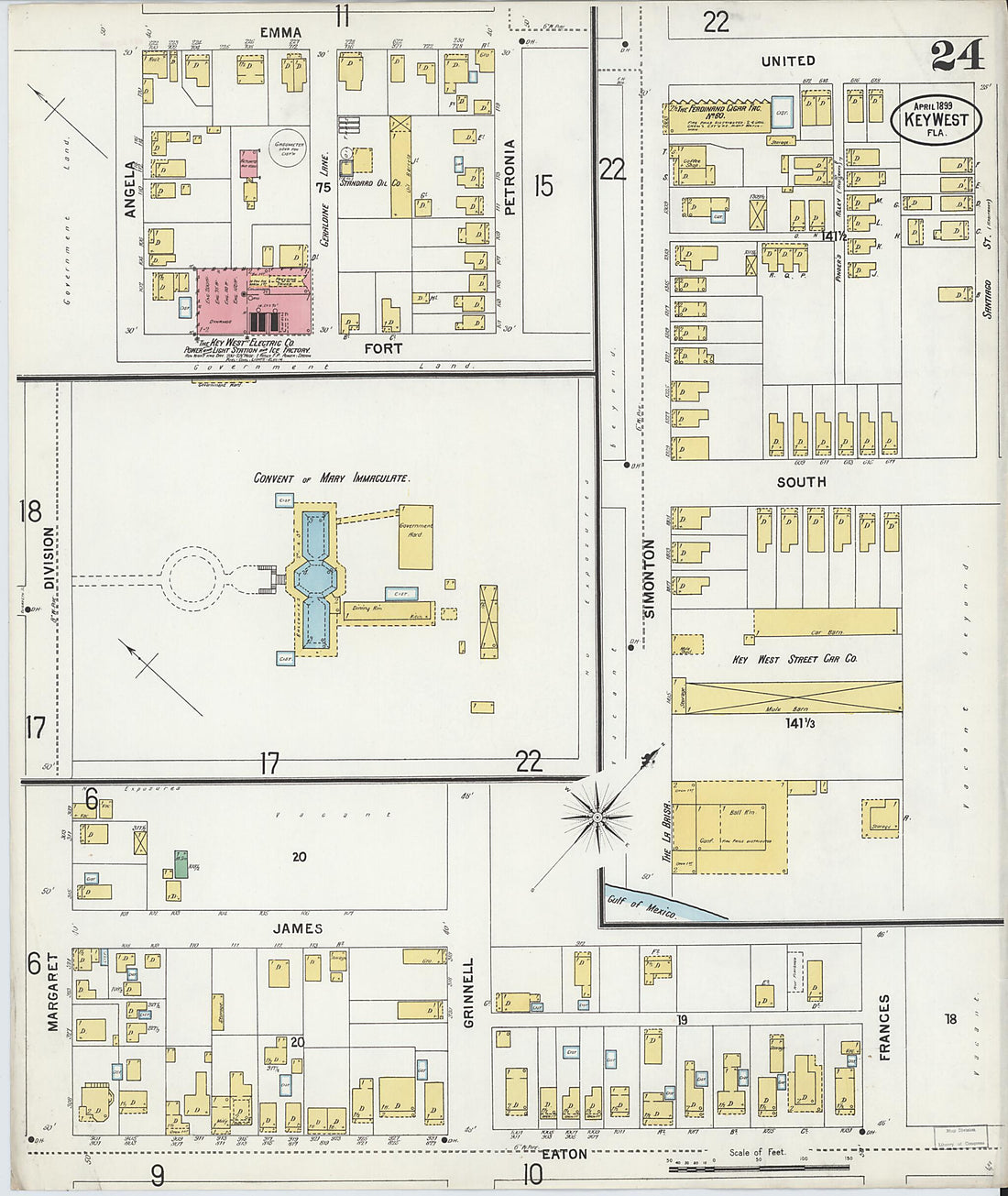 This old map of Key West, Monroe County, Florida was created by Sanborn Map Company in 1899