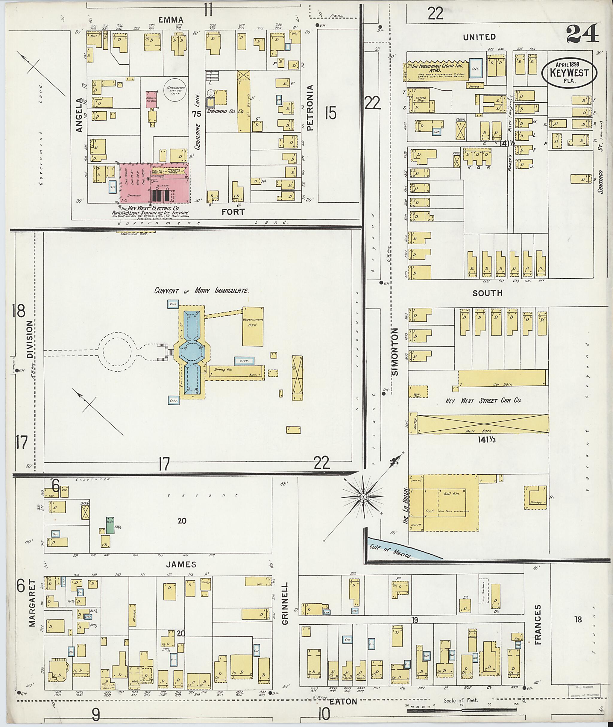 This old map of Key West, Monroe County, Florida was created by Sanborn Map Company in 1899