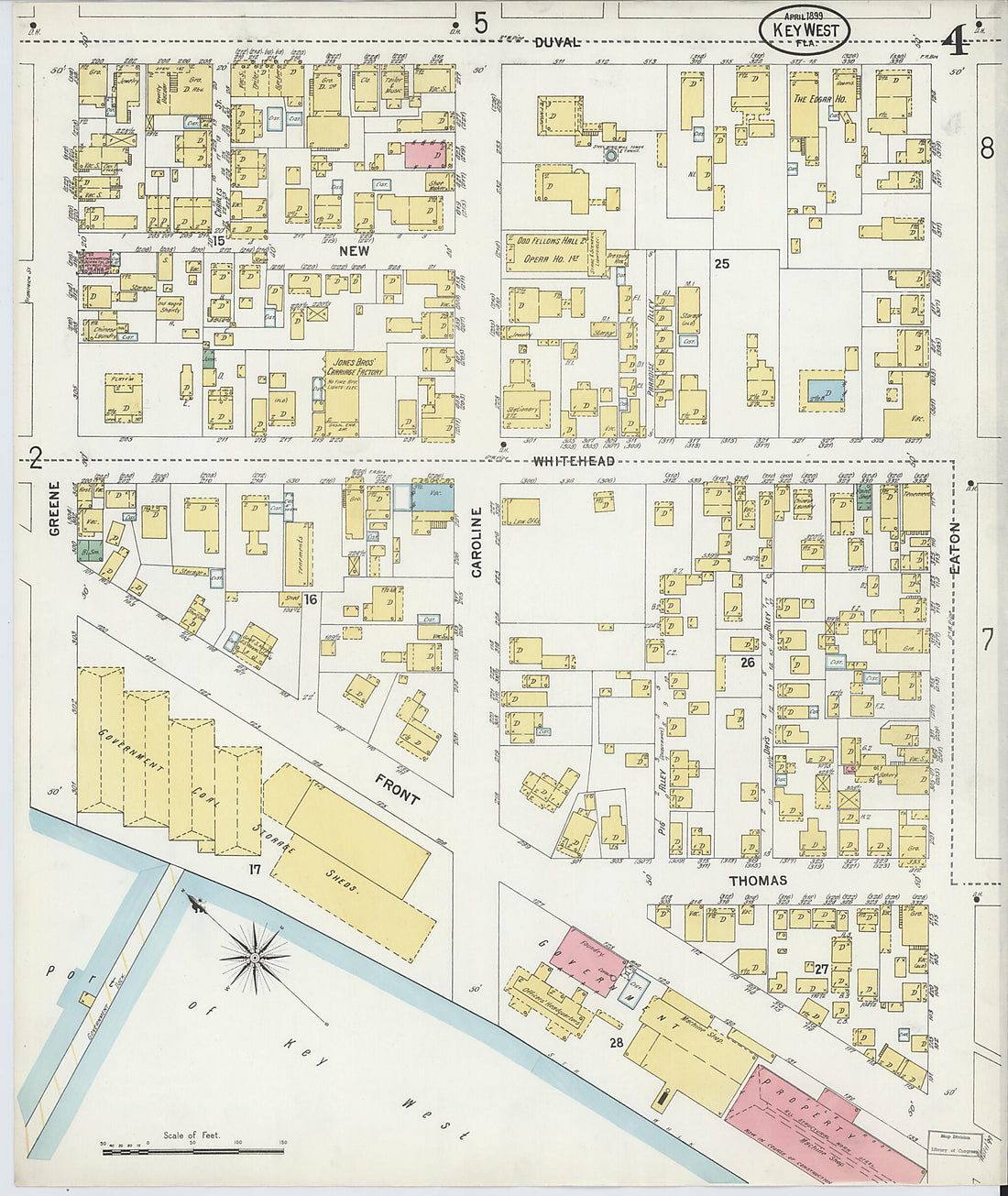 This old map of Key West, Monroe County, Florida was created by Sanborn Map Company in 1899