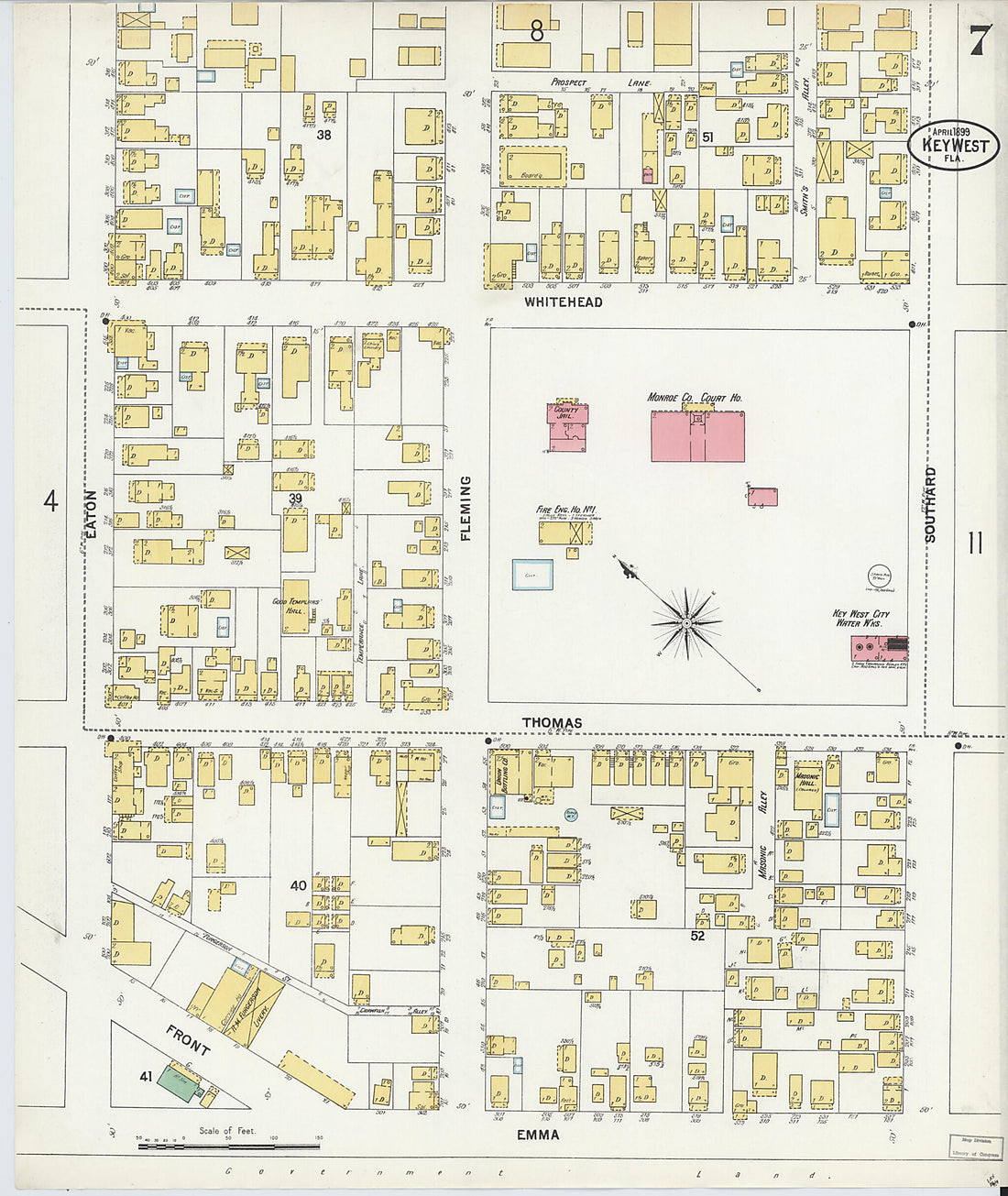 This old map of Key West, Monroe County, Florida was created by Sanborn Map Company in 1899