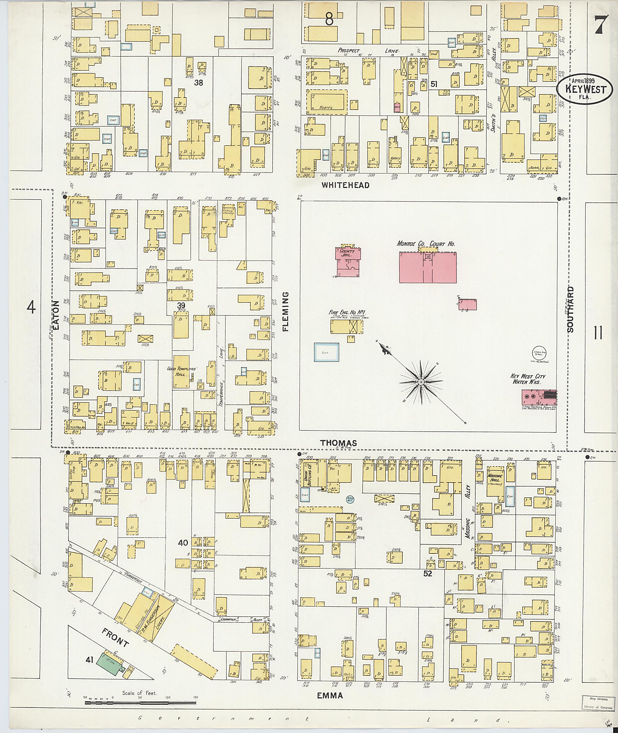 This old map of Key West, Monroe County, Florida was created by Sanborn Map Company in 1899