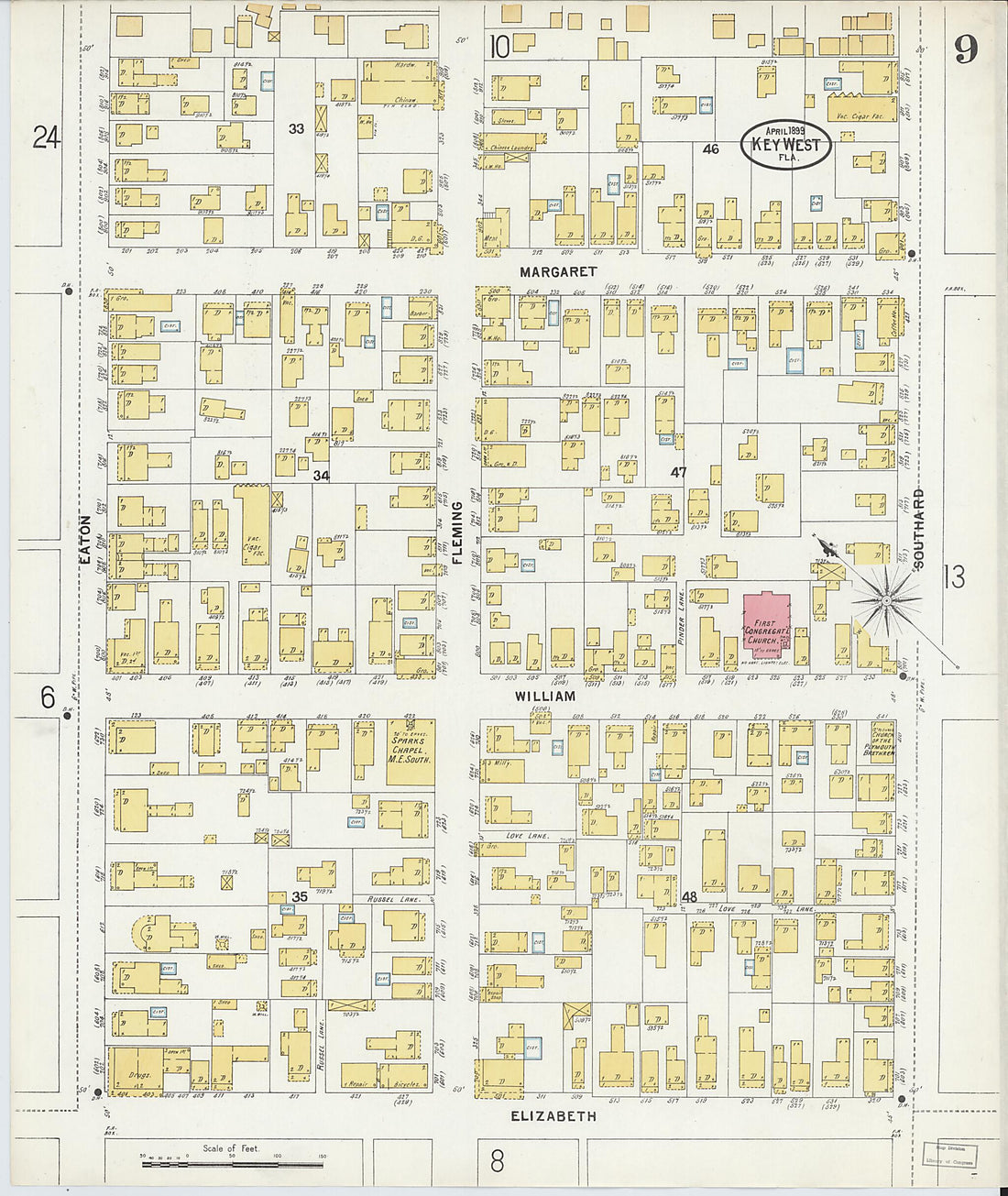 This old map of Key West, Monroe County, Florida was created by Sanborn Map Company in 1899
