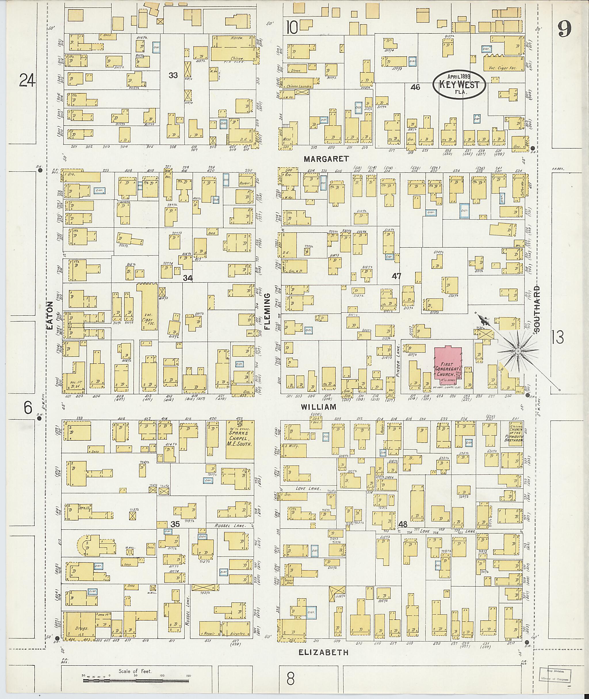 This old map of Key West, Monroe County, Florida was created by Sanborn Map Company in 1899